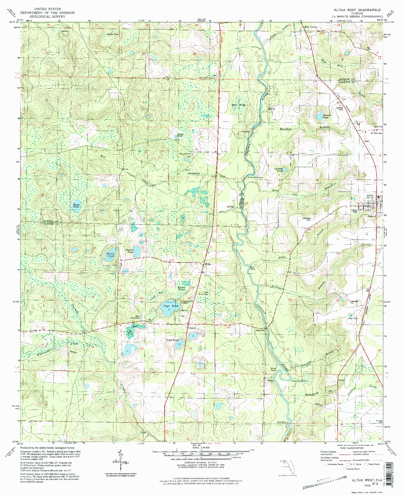USGS 1:24000-SCALE QUADRANGLE FOR ALTHA WEST, FL 1994