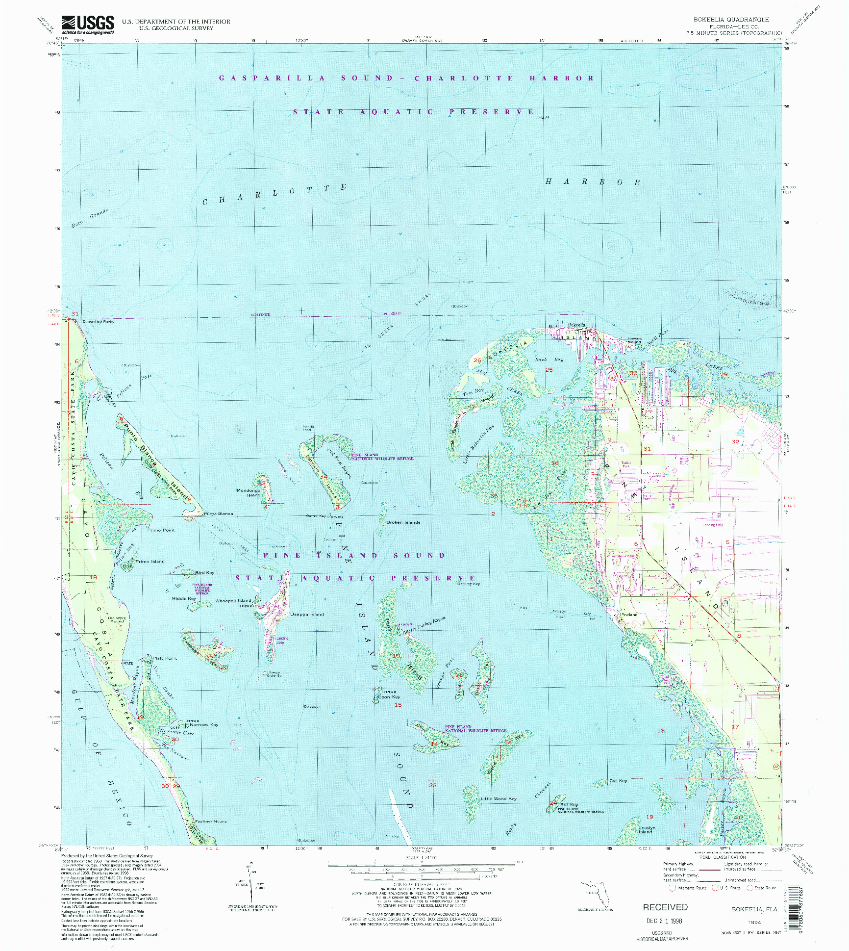 USGS 1:24000-SCALE QUADRANGLE FOR BOKEELIA, FL 1994