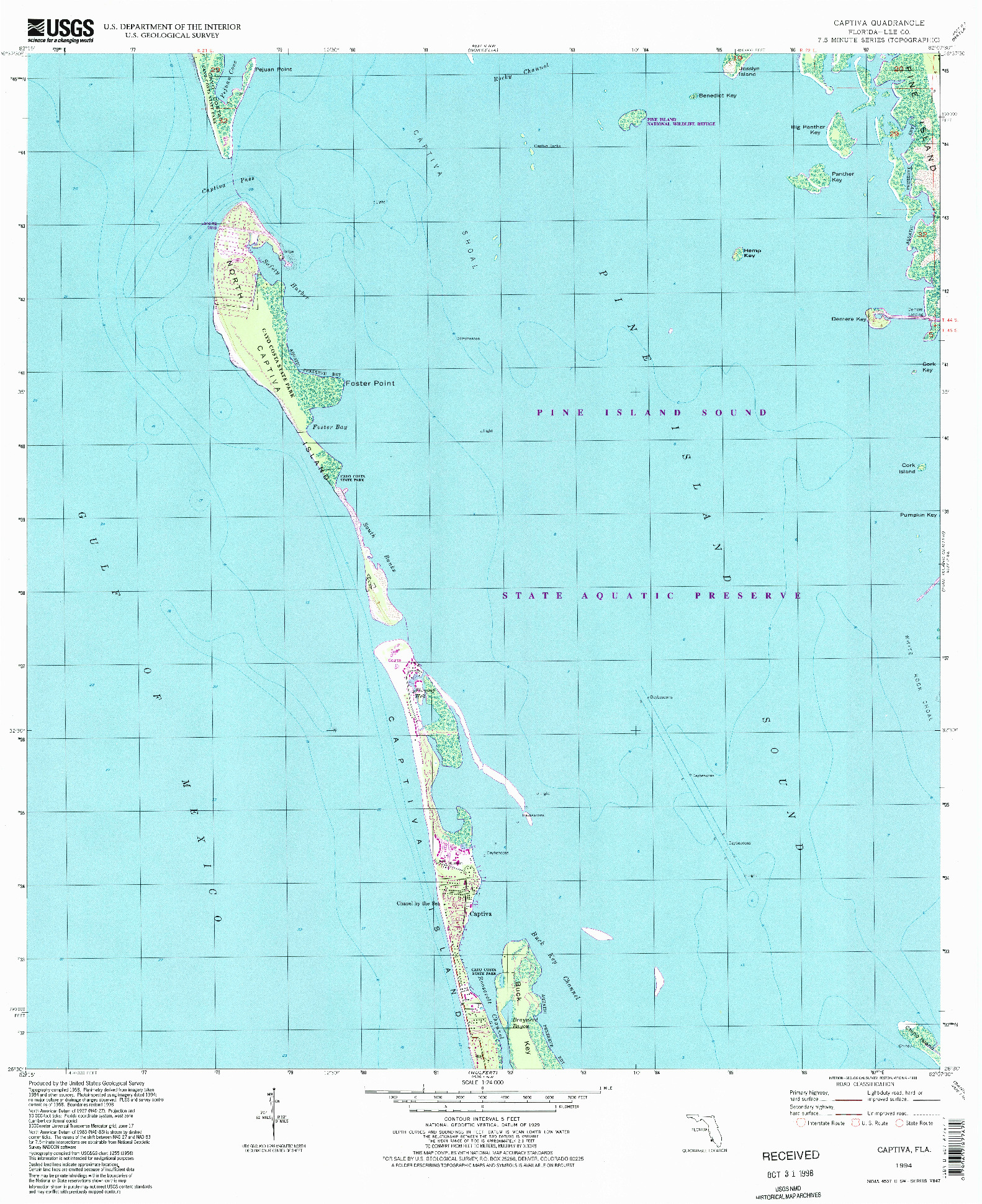 USGS 1:24000-SCALE QUADRANGLE FOR CAPTIVA, FL 1994