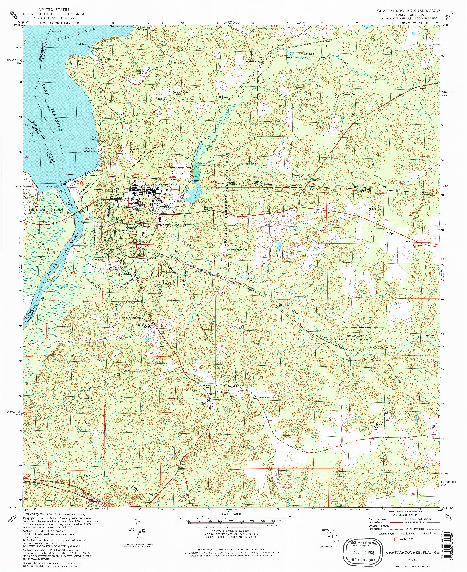 USGS 1:24000-SCALE QUADRANGLE FOR CHATTAHOOCHEE, FL 1994