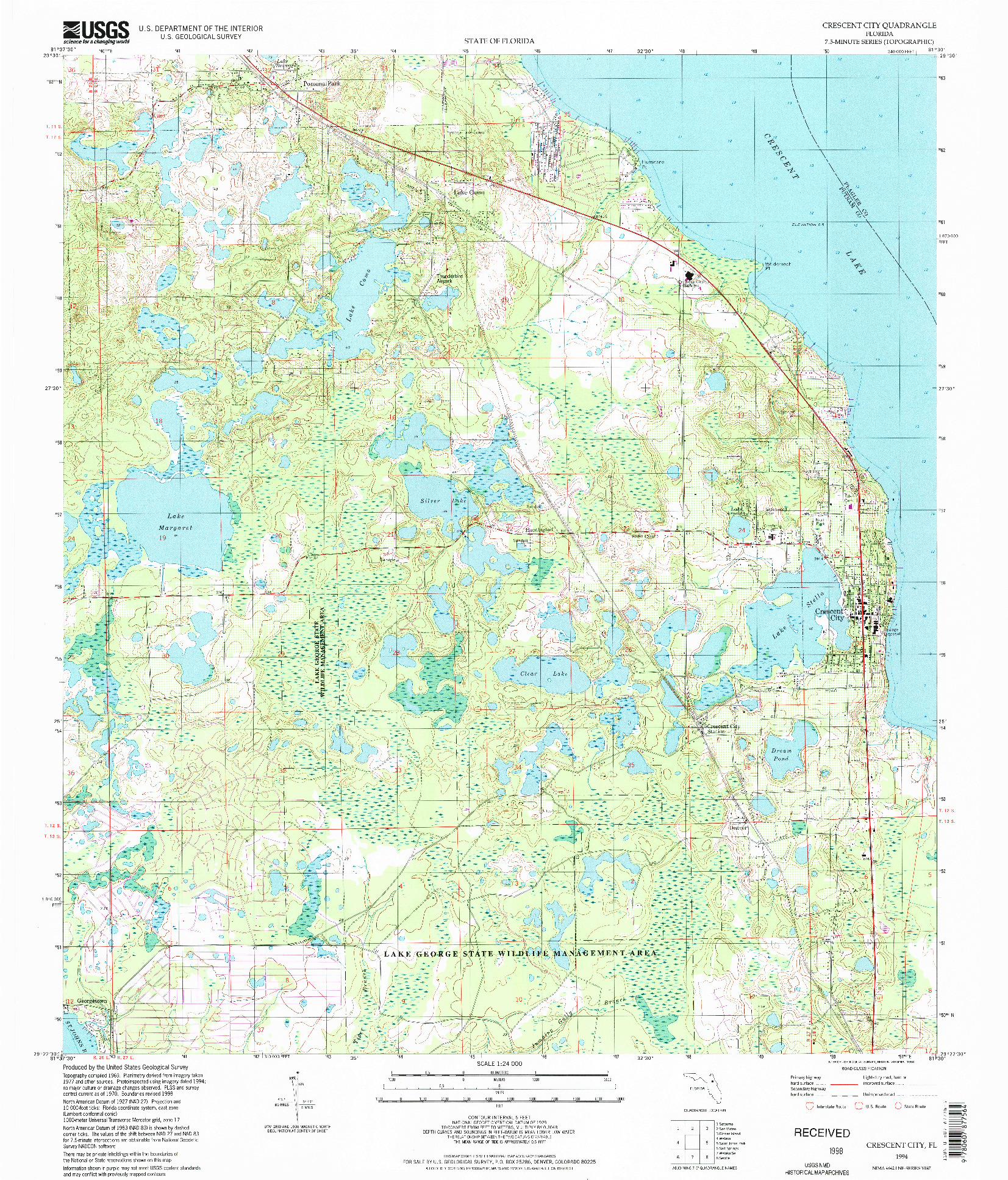 USGS 1:24000-SCALE QUADRANGLE FOR CRESCENT CITY, FL 1994