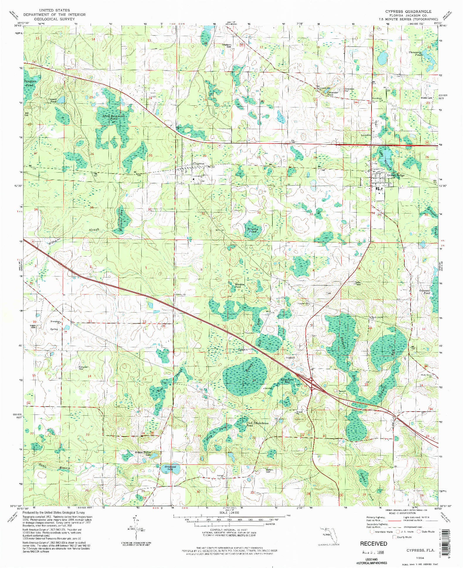 USGS 1:24000-SCALE QUADRANGLE FOR CYPRESS, FL 1994