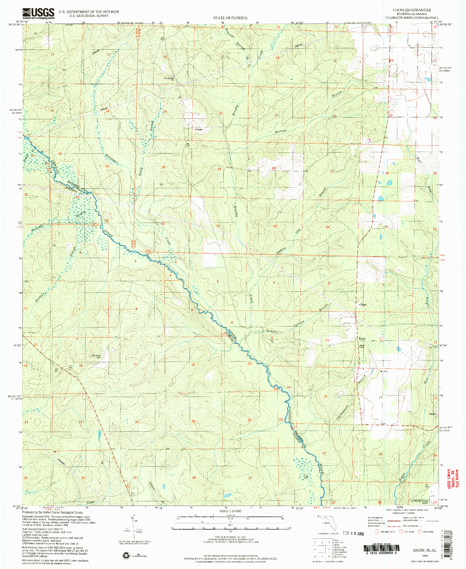 USGS 1:24000-SCALE QUADRANGLE FOR ENON, FL 1994