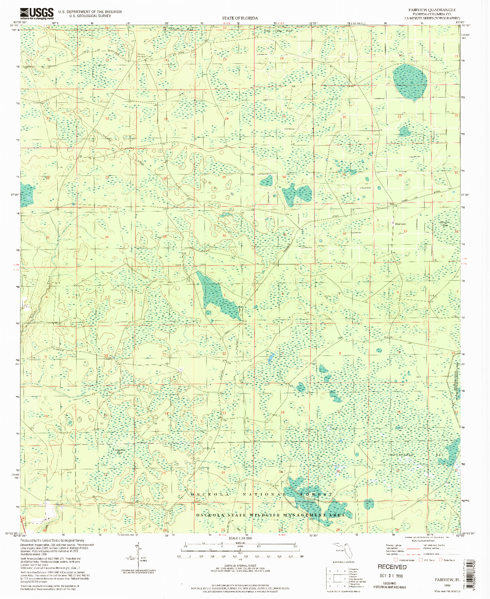 USGS 1:24000-SCALE QUADRANGLE FOR FAIRVIEW, FL 1994