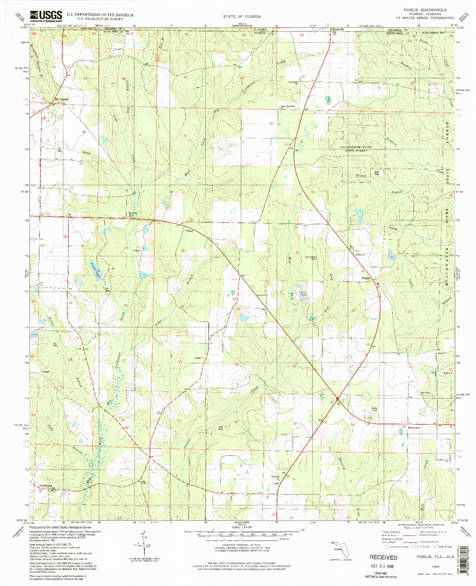 USGS 1:24000-SCALE QUADRANGLE FOR FIDELIS, FL 1994
