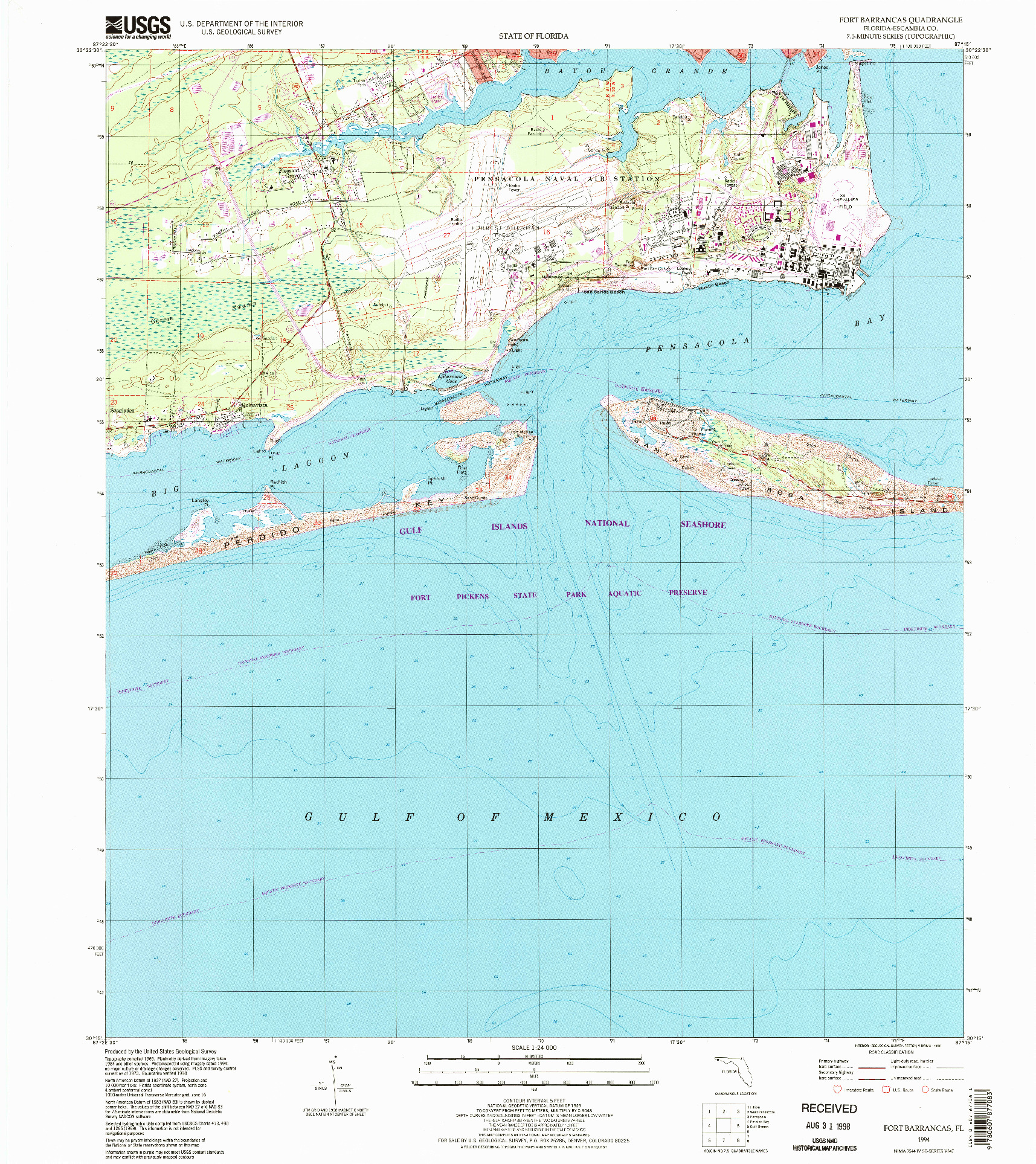 USGS 1:24000-SCALE QUADRANGLE FOR FORT BARRANCAS, FL 1994