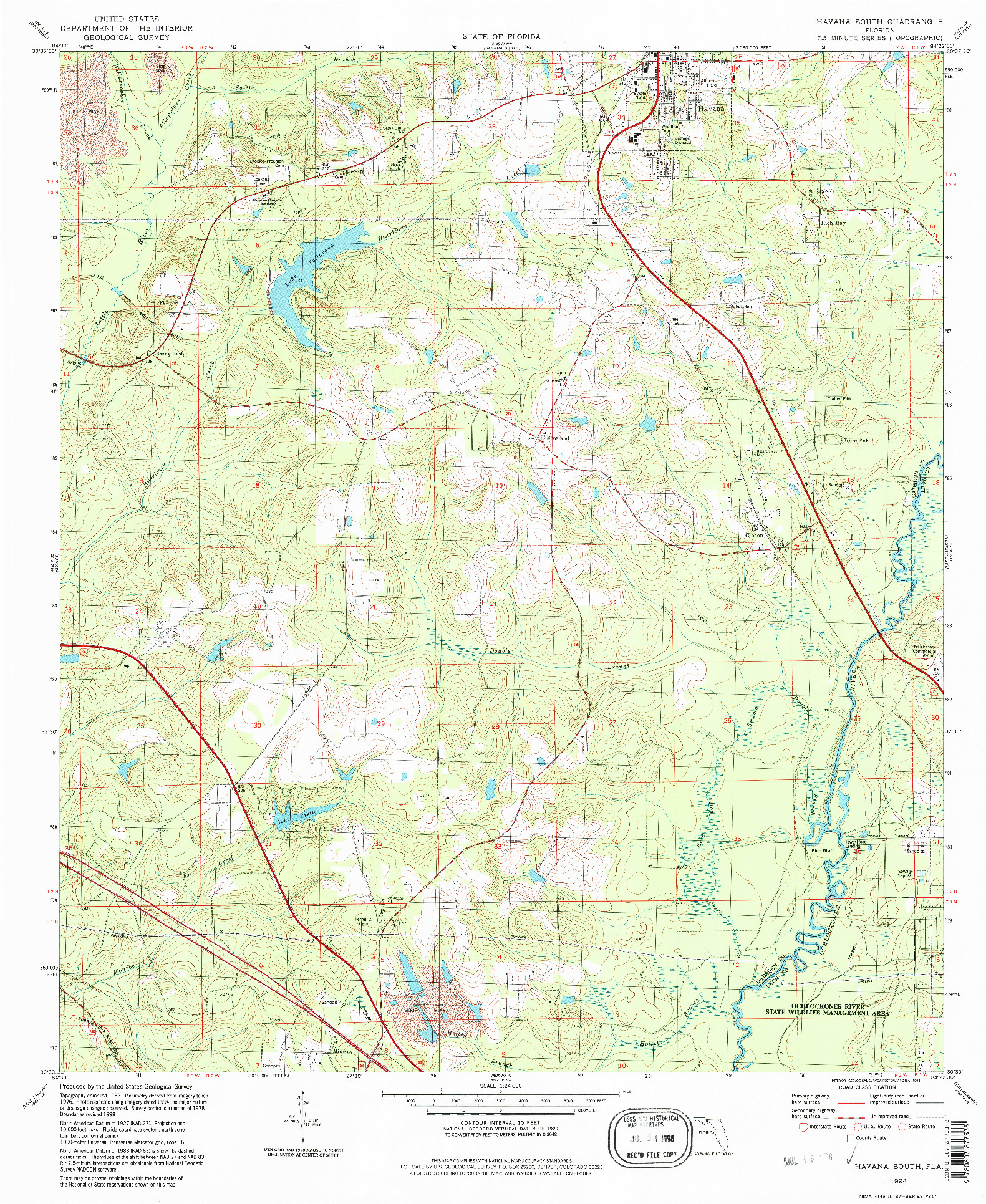 USGS 1:24000-SCALE QUADRANGLE FOR HAVANA SOUTH, FL 1994