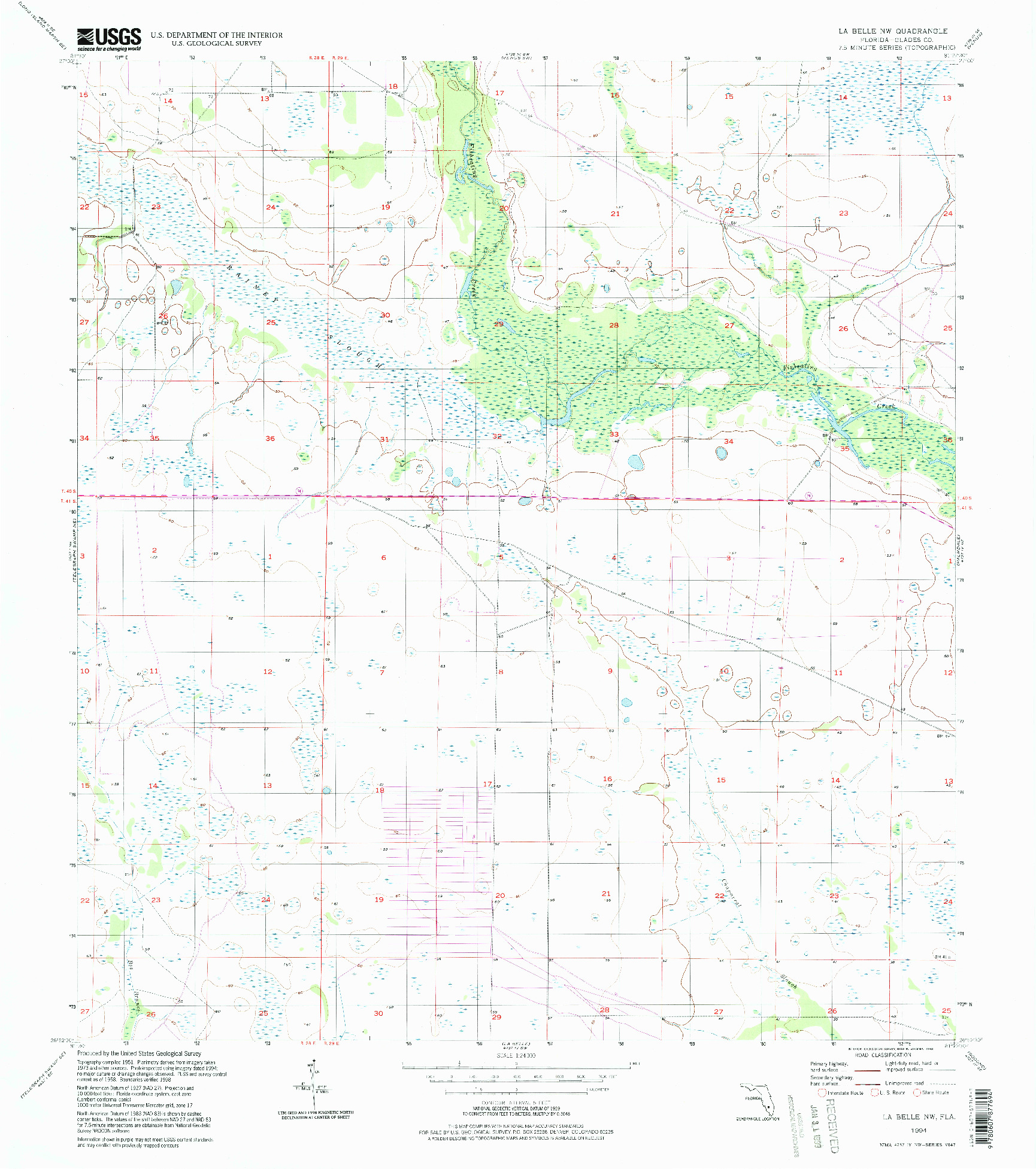 USGS 1:24000-SCALE QUADRANGLE FOR LA BELLE NW, FL 1994