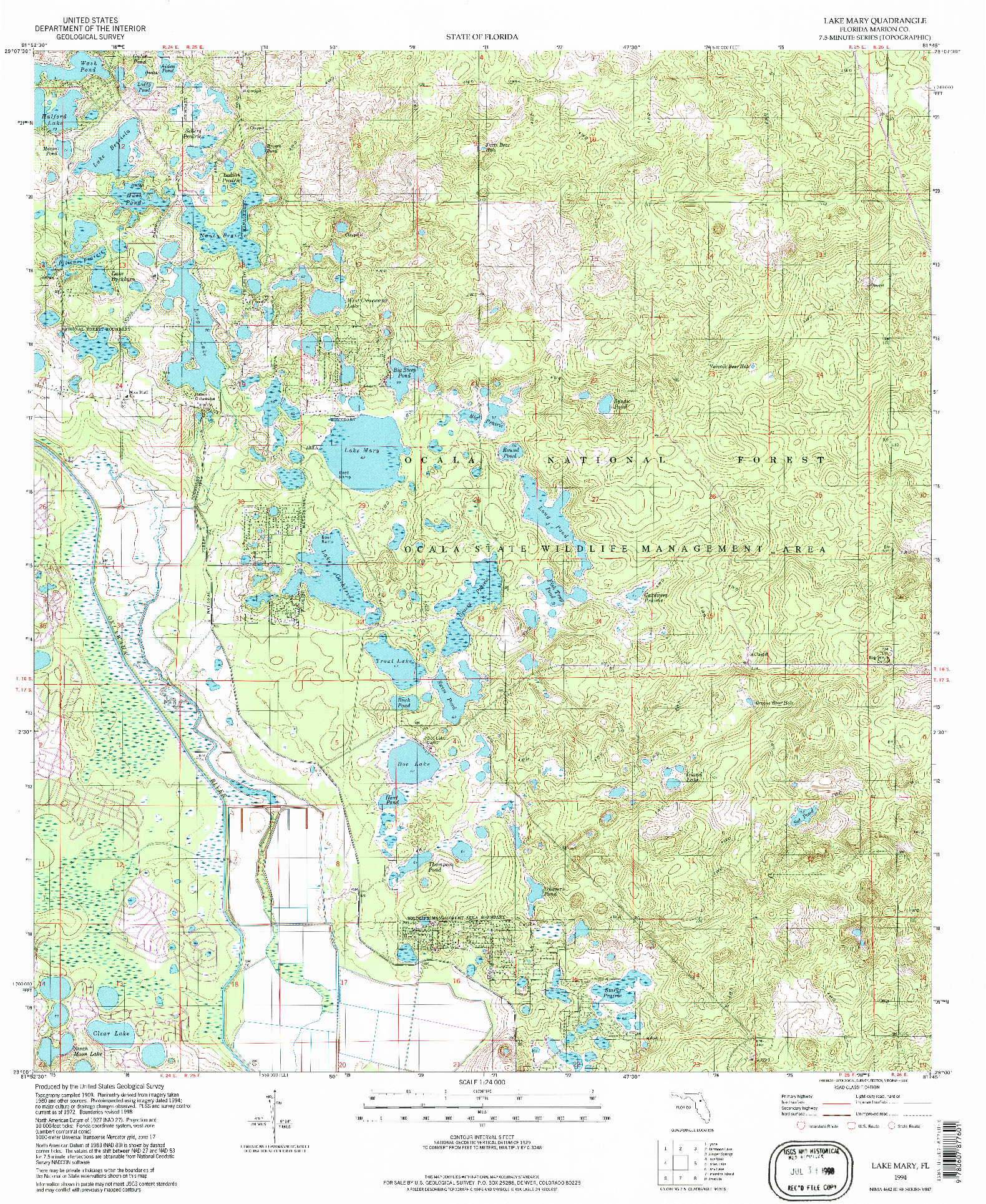 USGS 1:24000-SCALE QUADRANGLE FOR LAKE MARY, FL 1994