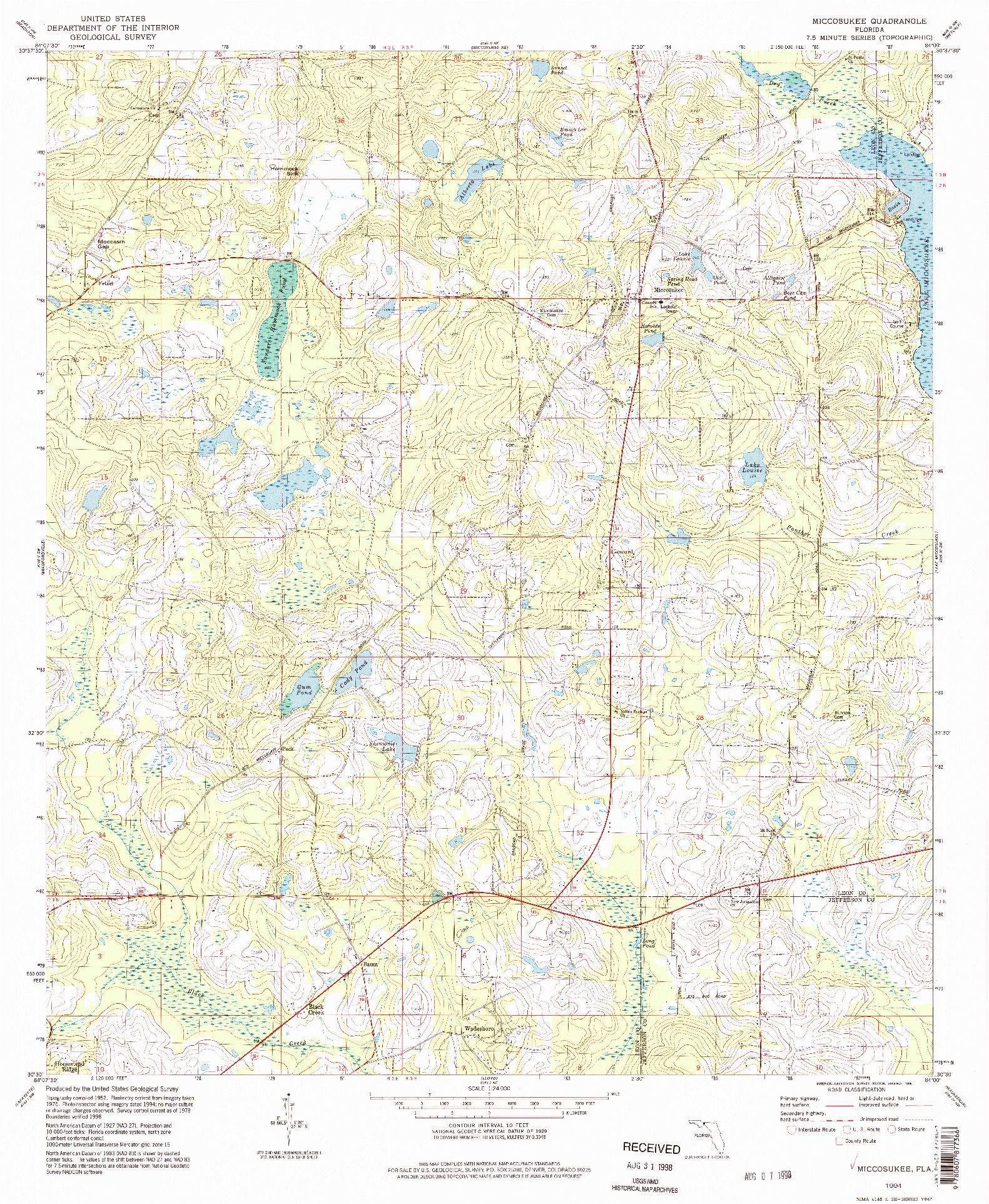USGS 1:24000-SCALE QUADRANGLE FOR MICCOSUKEE, FL 1994