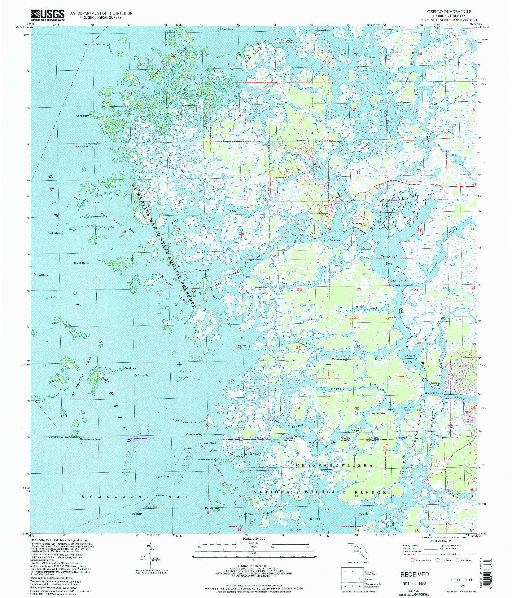 USGS 1:24000-SCALE QUADRANGLE FOR OZELLO, FL 1994