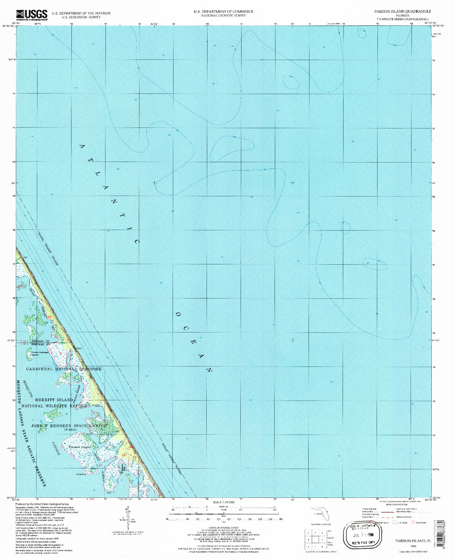 USGS 1:24000-SCALE QUADRANGLE FOR PARDON ISLAND, FL 1994