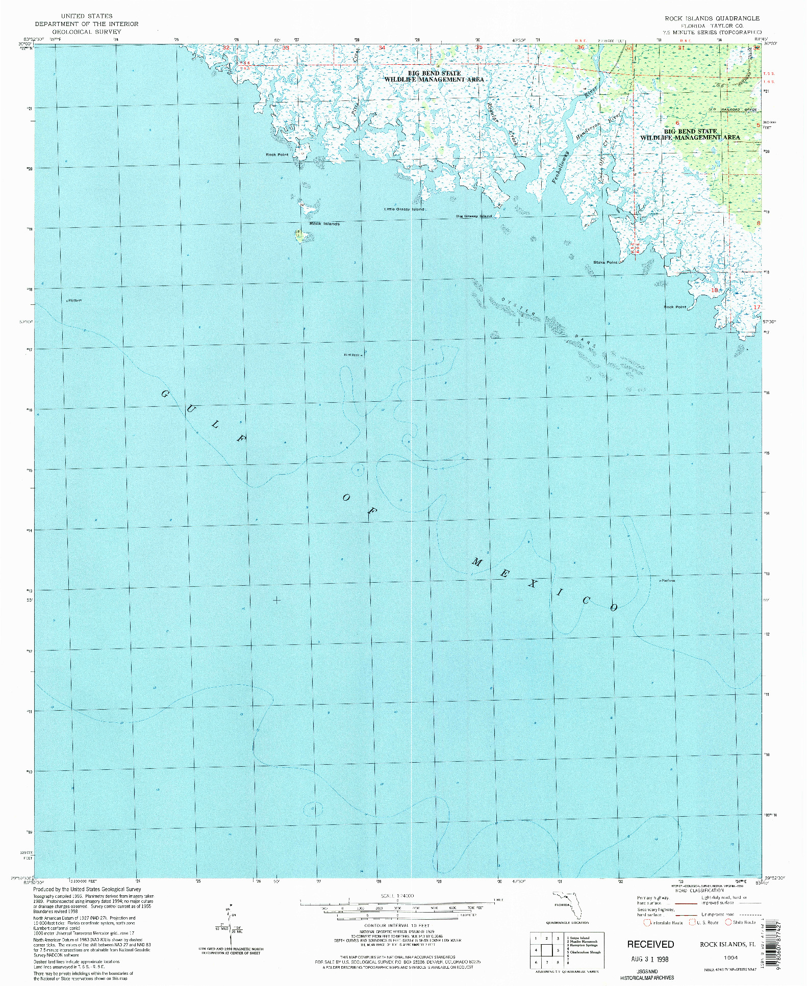 USGS 1:24000-SCALE QUADRANGLE FOR ROCK ISLANDS, FL 1994