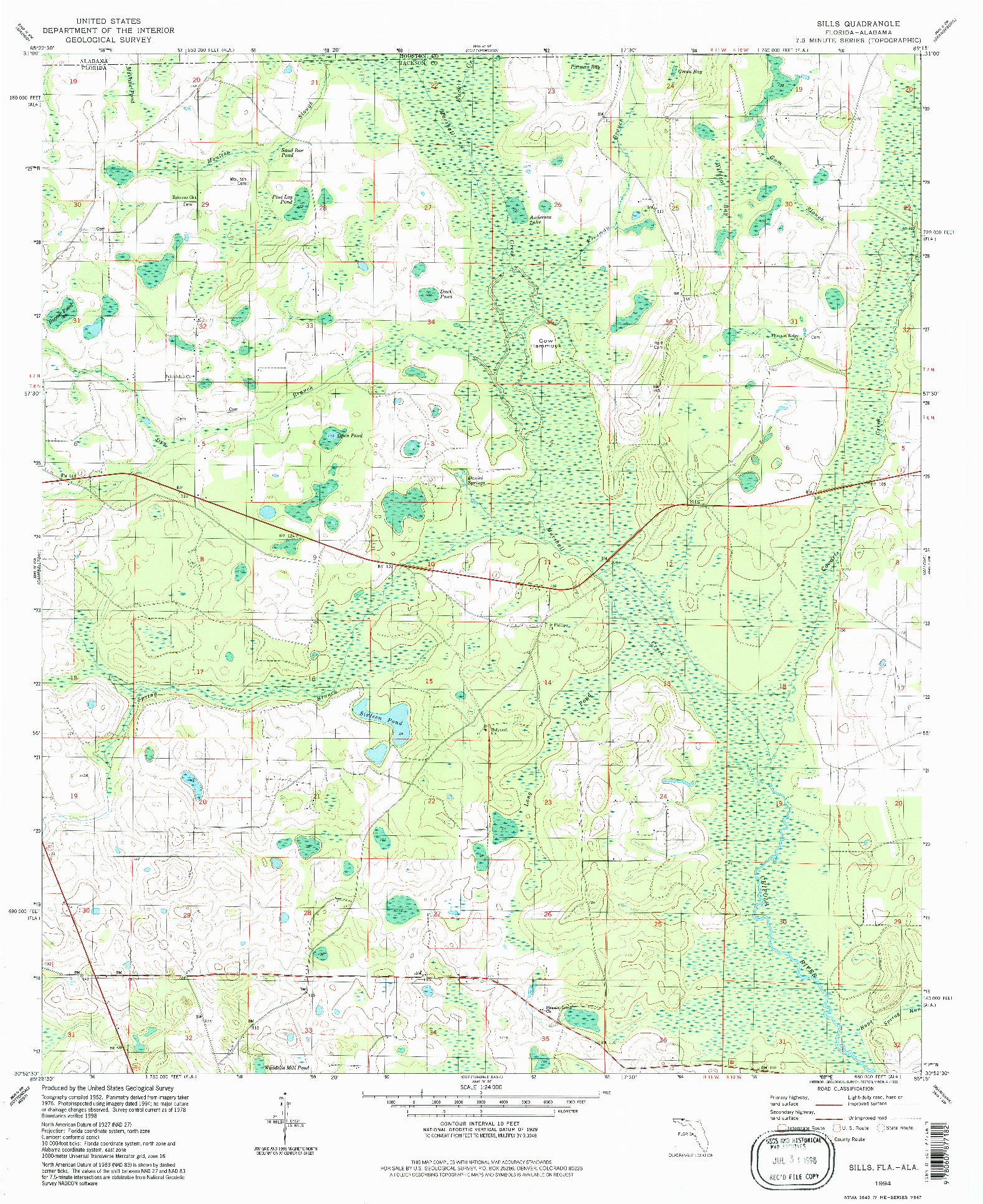 USGS 1:24000-SCALE QUADRANGLE FOR SILLS, FL 1994