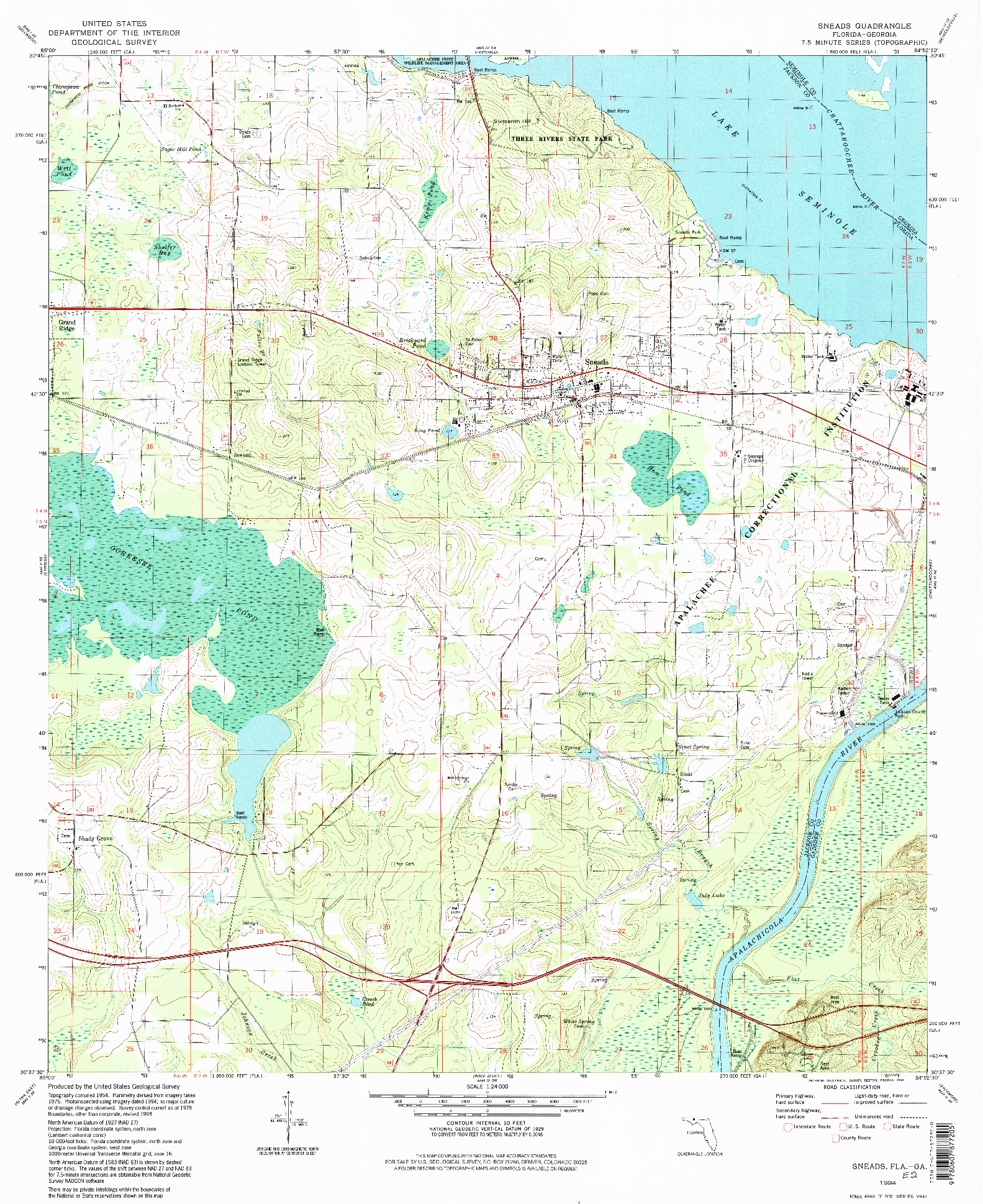 USGS 1:24000-SCALE QUADRANGLE FOR SNEADS, FL 1994