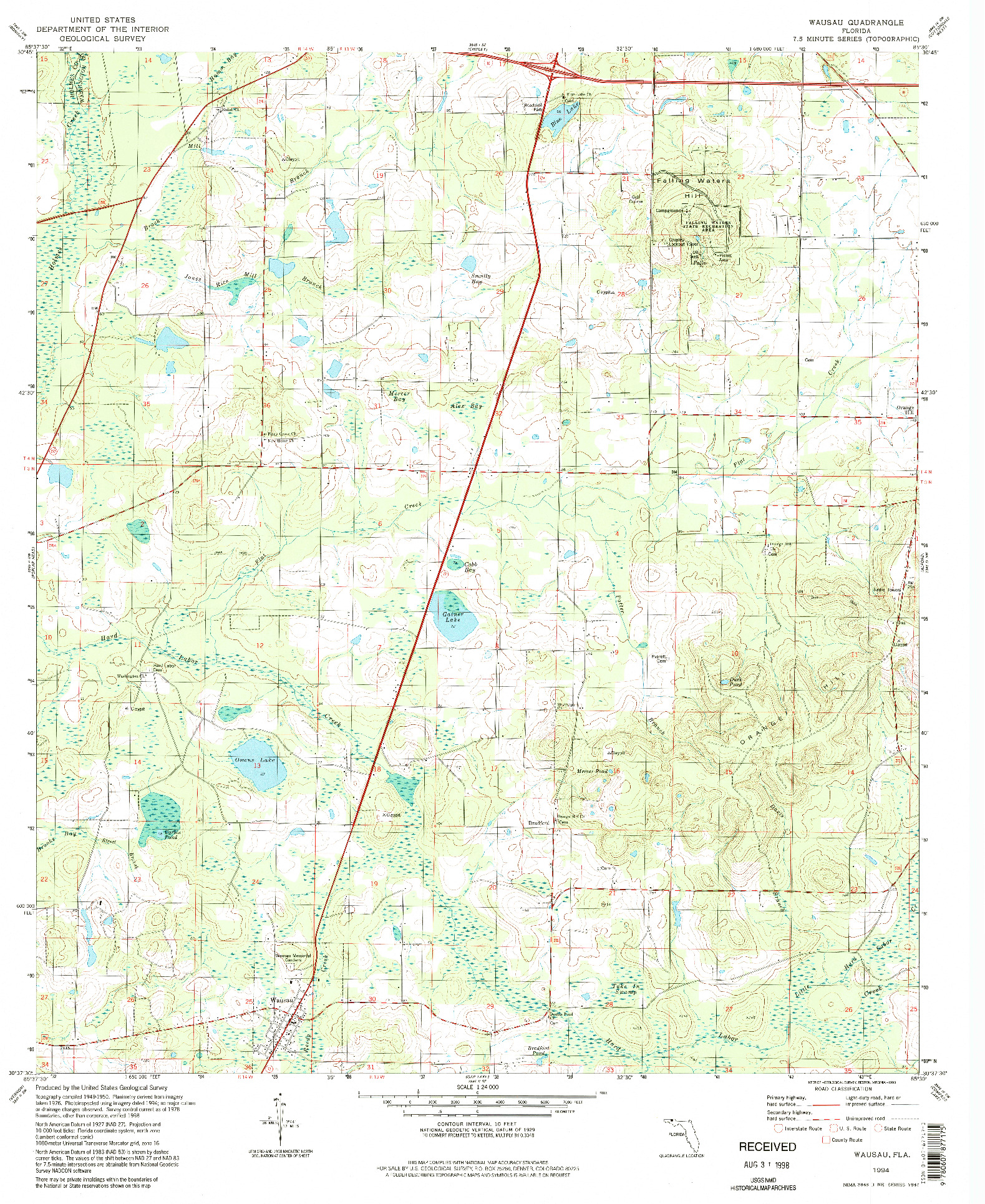 USGS 1:24000-SCALE QUADRANGLE FOR WAUSAU, FL 1994