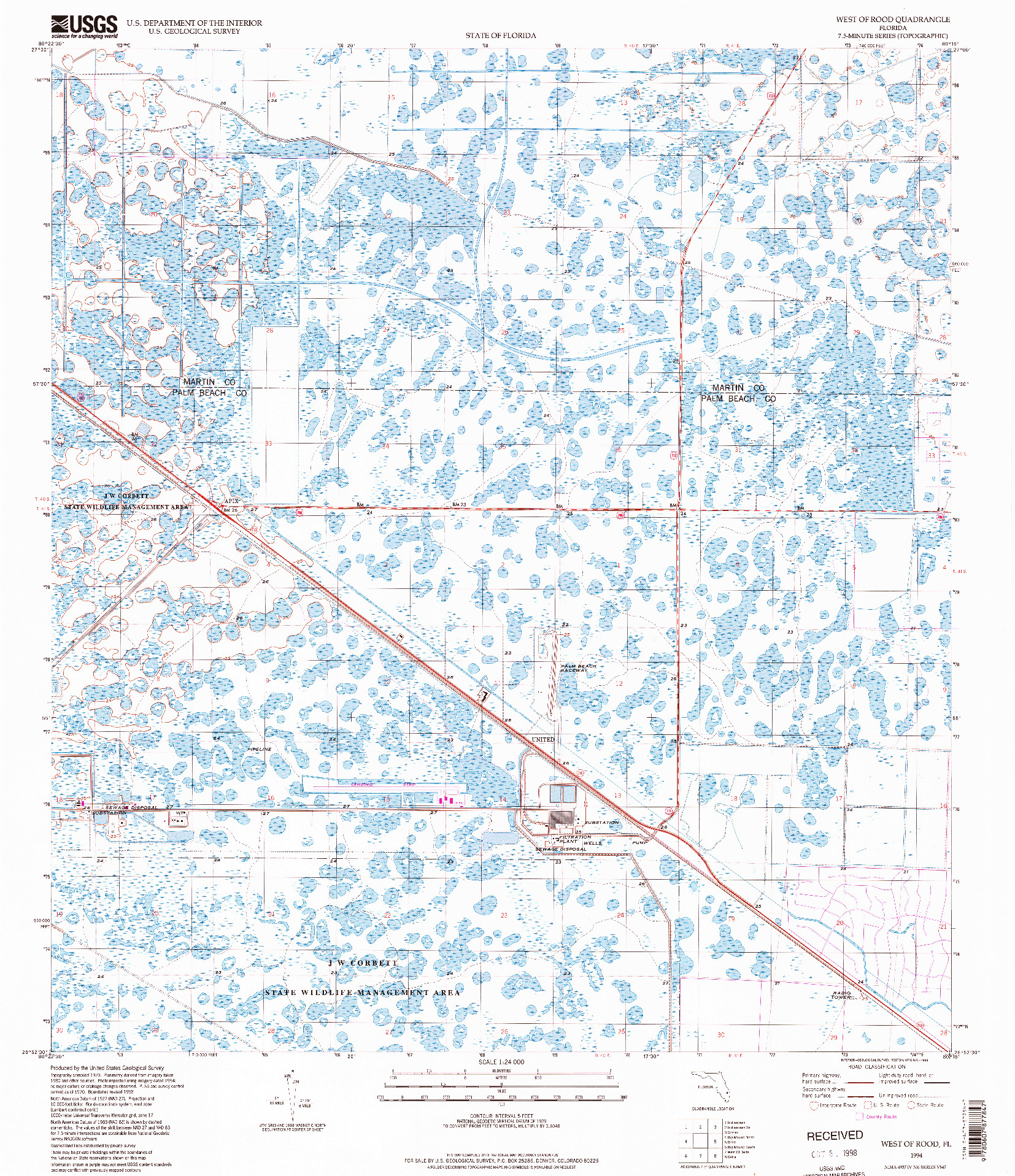 USGS 1:24000-SCALE QUADRANGLE FOR WEST OF ROOD, FL 1994