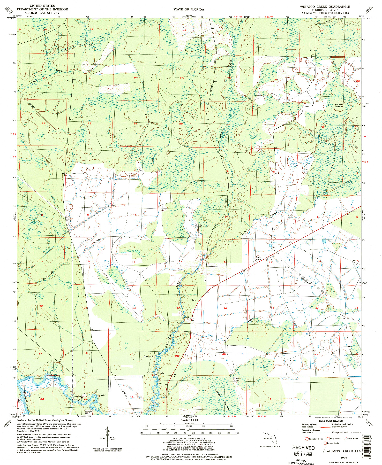 USGS 1:24000-SCALE QUADRANGLE FOR WETAPPO CREEK, FL 1994