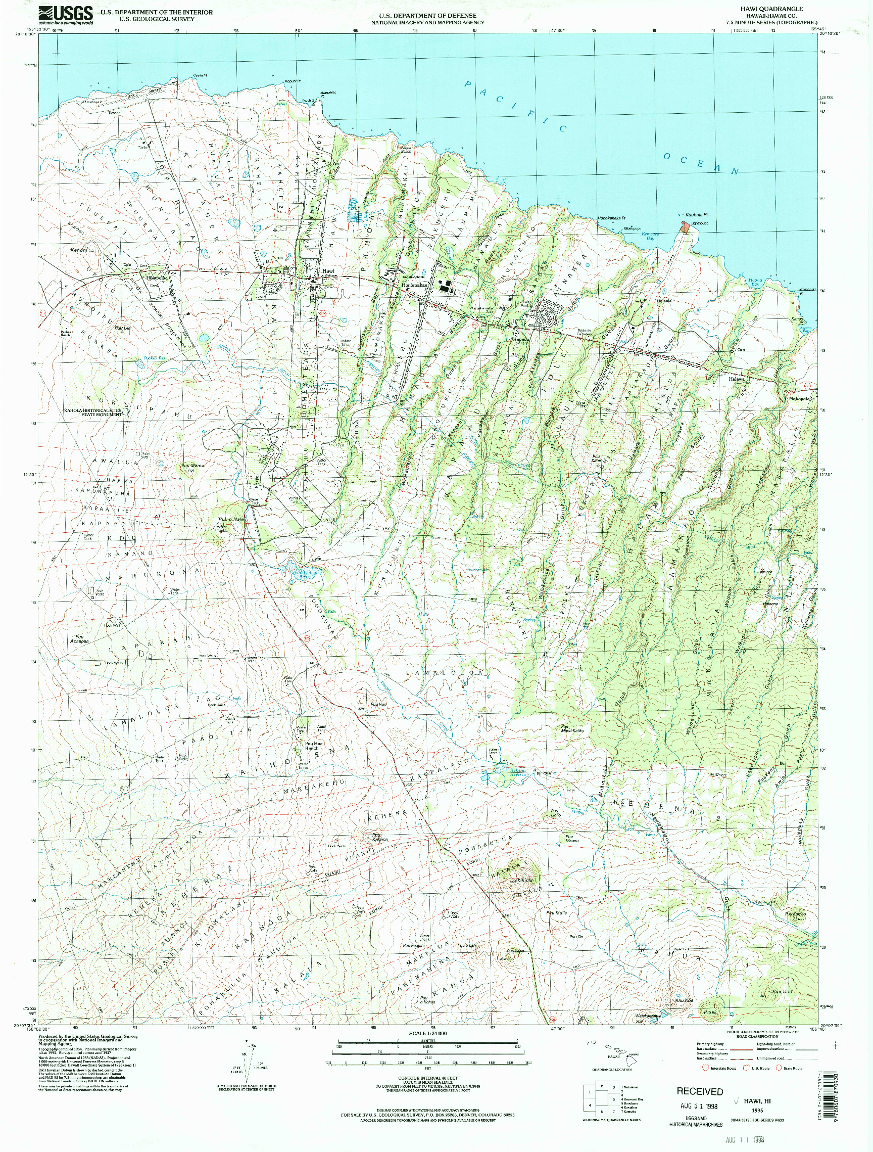 USGS 1:24000-SCALE QUADRANGLE FOR HAWI, HI 1995