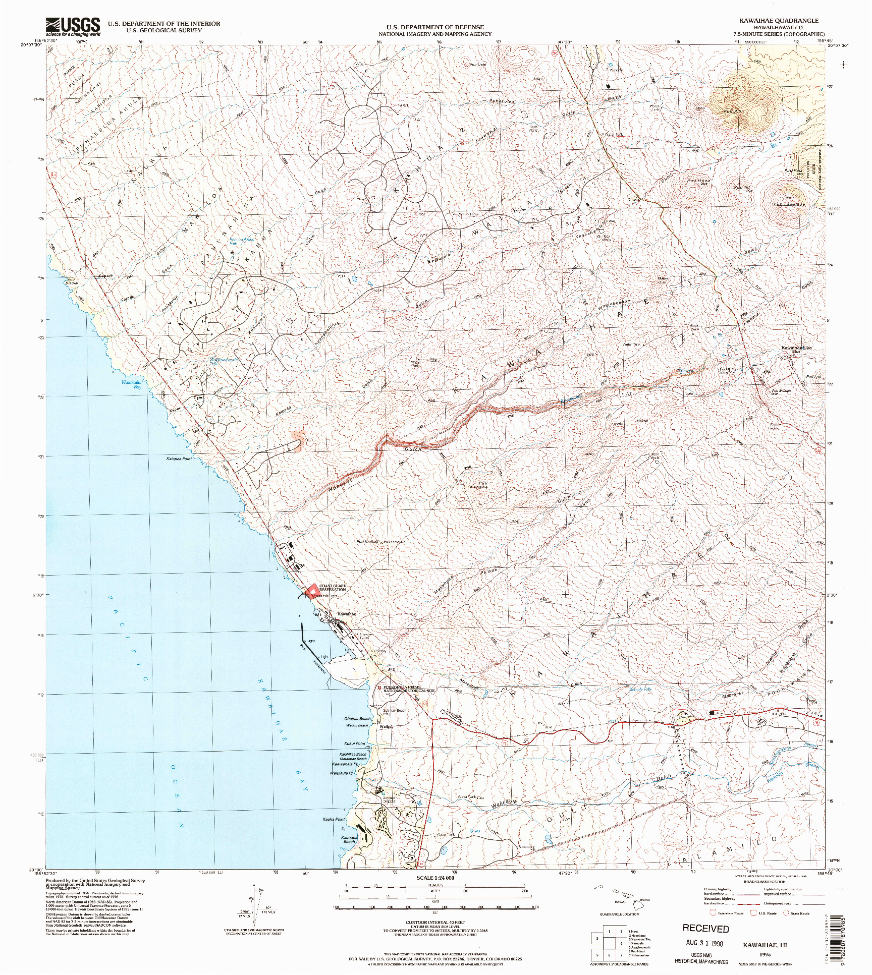 USGS 1:24000-SCALE QUADRANGLE FOR KAWAIHAE, HI 1995