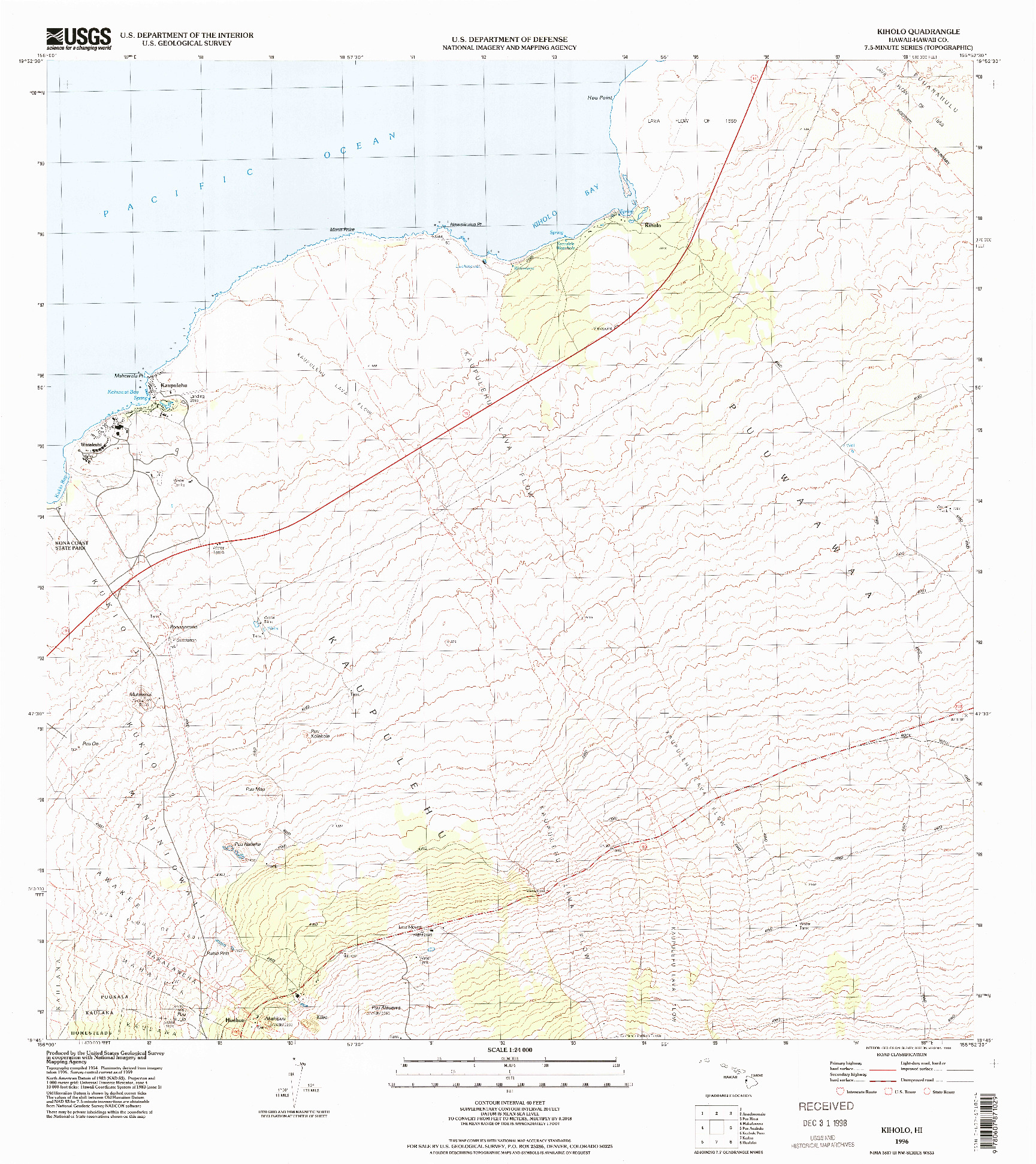USGS 1:24000-SCALE QUADRANGLE FOR KIHOLO, HI 1996