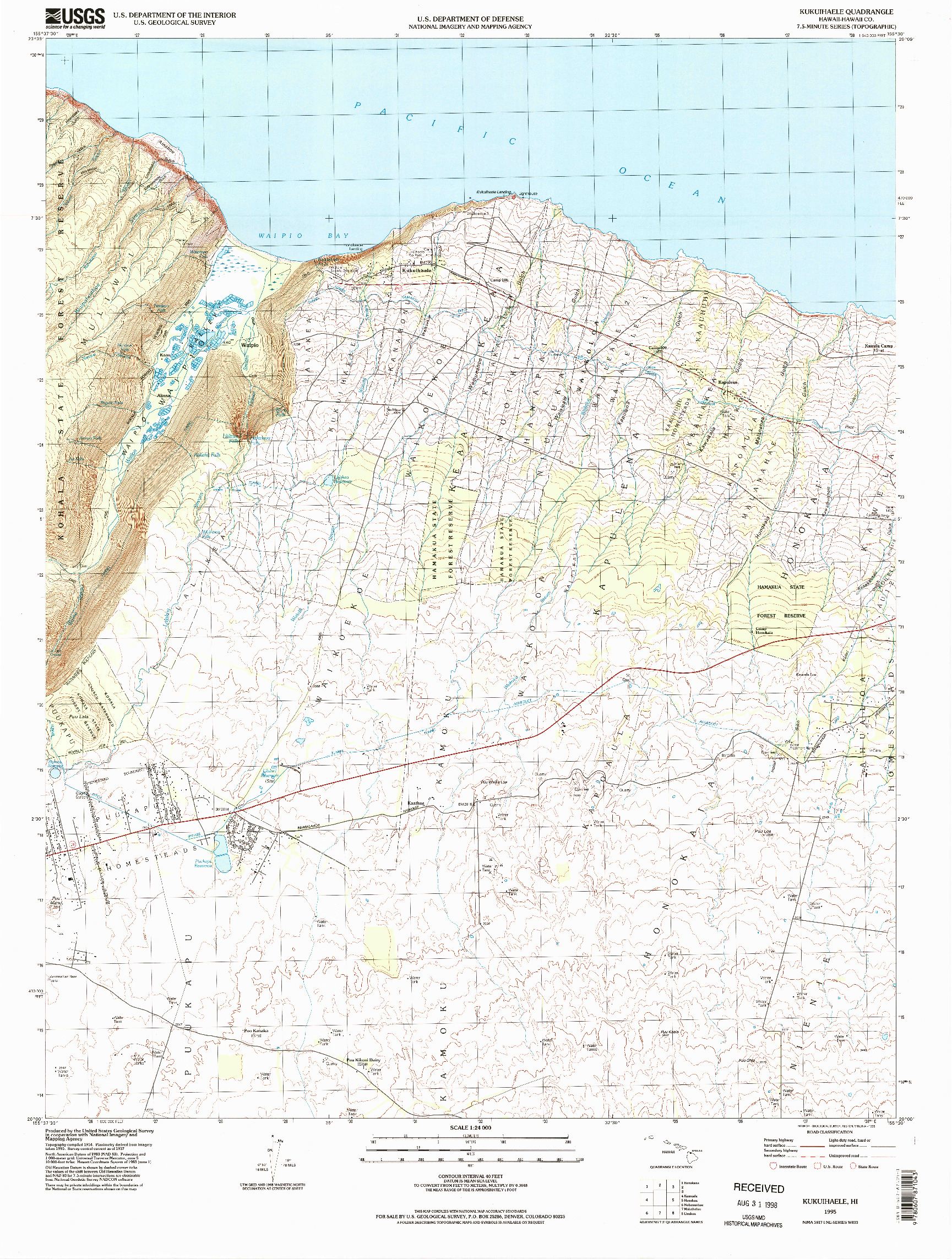 USGS 1:24000-SCALE QUADRANGLE FOR KUKUIHAELE, HI 1995