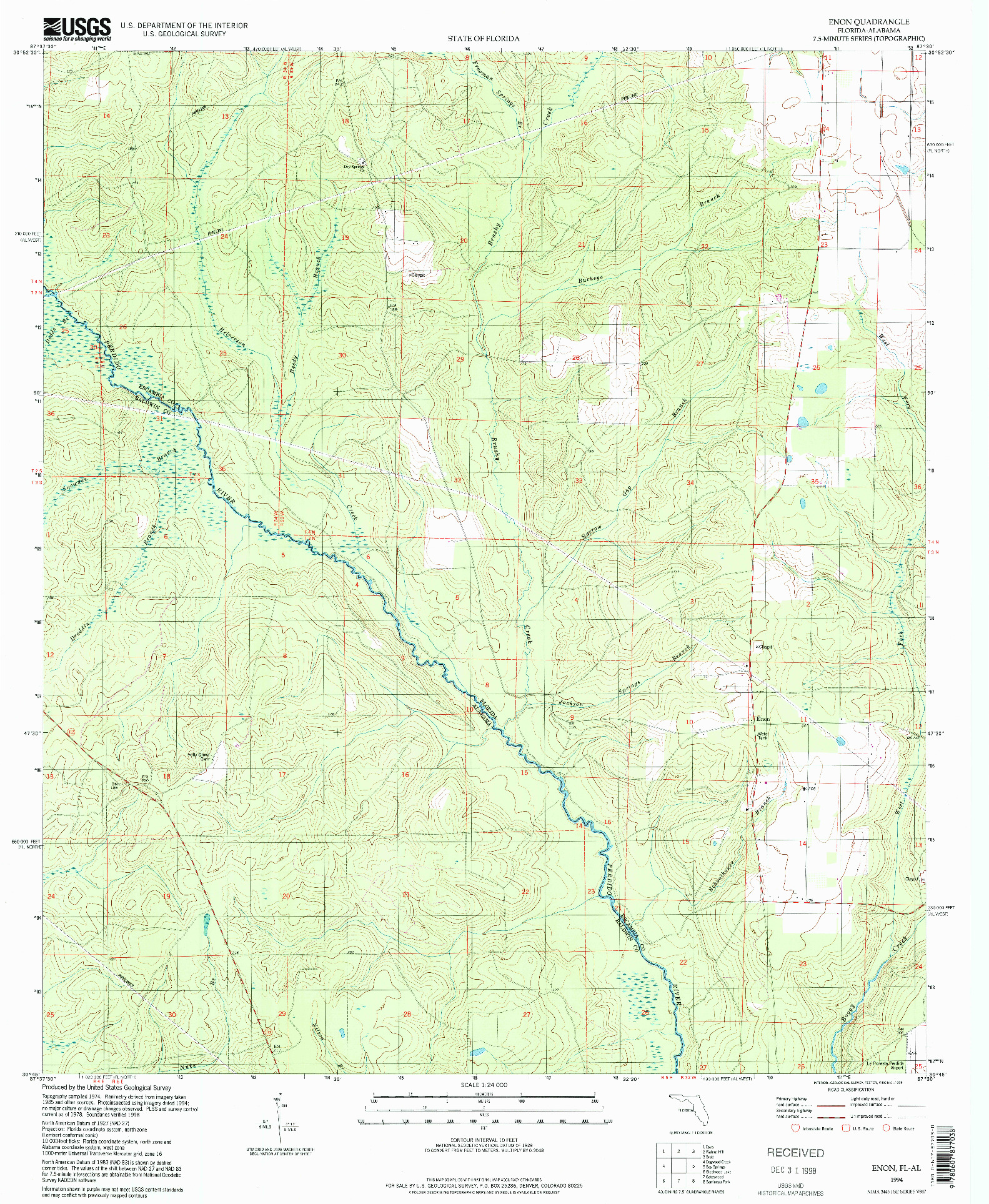 USGS 1:24000-SCALE QUADRANGLE FOR ENON, FL 1994