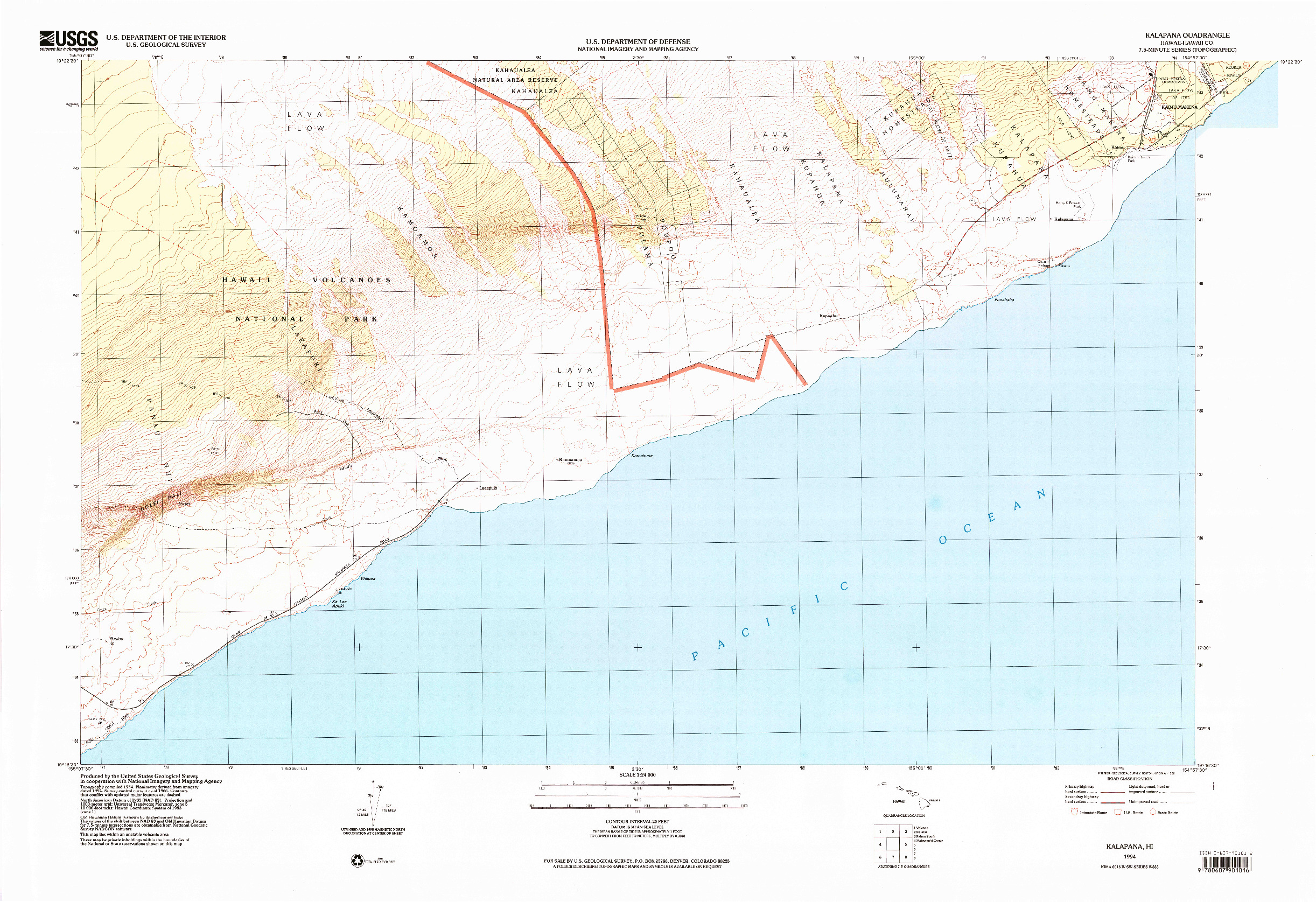 USGS 1:24000-SCALE QUADRANGLE FOR KALAPANA, HI 1994