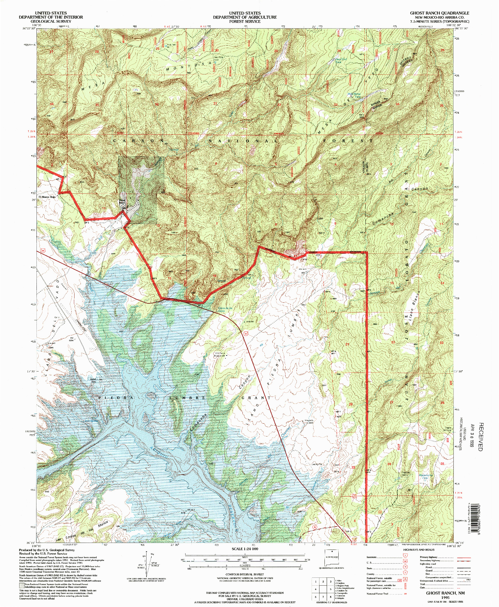 USGS 1:24000-SCALE QUADRANGLE FOR GHOST RANCH, NM 1995