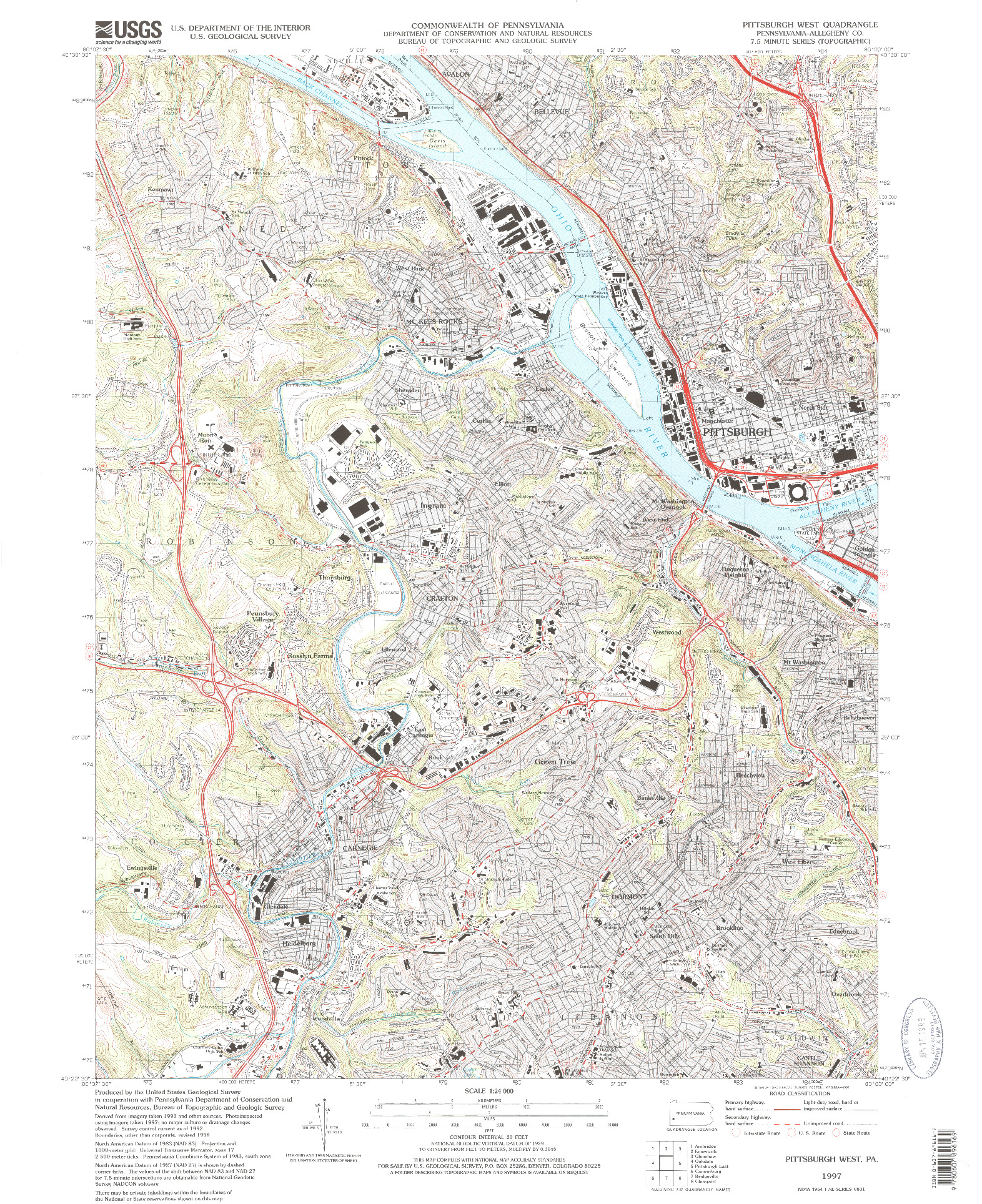 USGS 1:24000-SCALE QUADRANGLE FOR PITTSBURG WEST, PA 1997