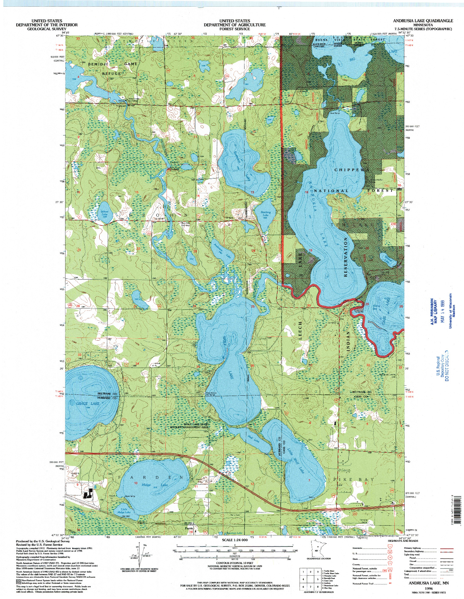 USGS 1:24000-SCALE QUADRANGLE FOR ANDRUSIA LAKE, MN 1996