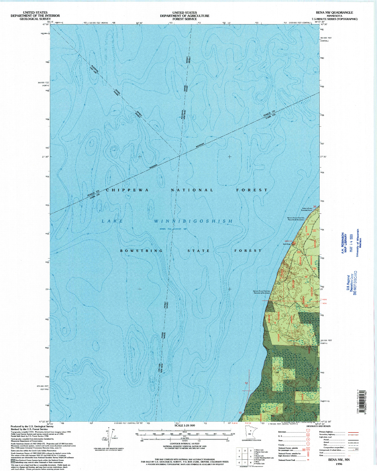 USGS 1:24000-SCALE QUADRANGLE FOR BENA NW, MN 1996