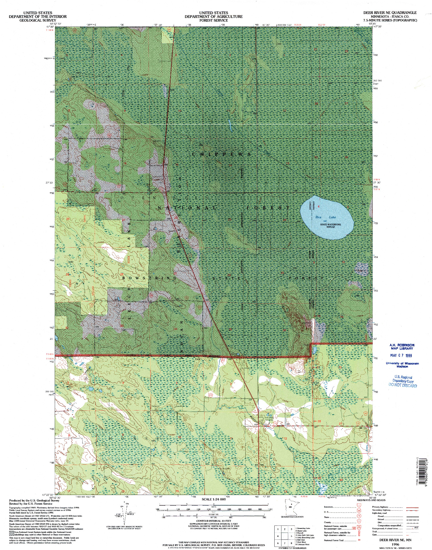 USGS 1:24000-SCALE QUADRANGLE FOR DEER RIVER NE, MN 1996
