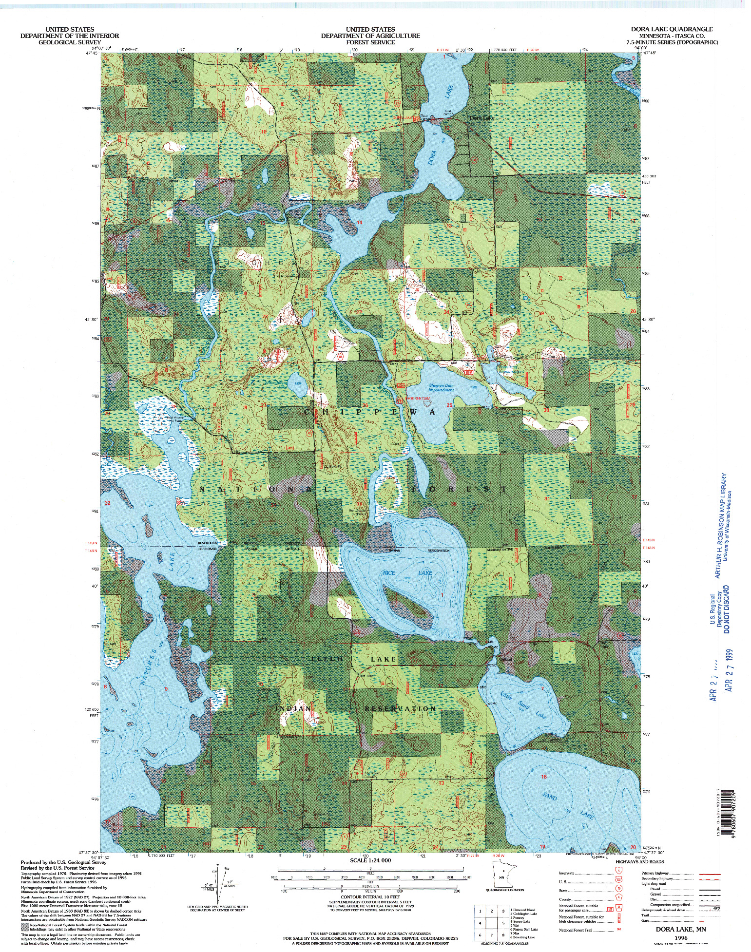 USGS 1:24000-SCALE QUADRANGLE FOR DORA LAKE, MN 1996