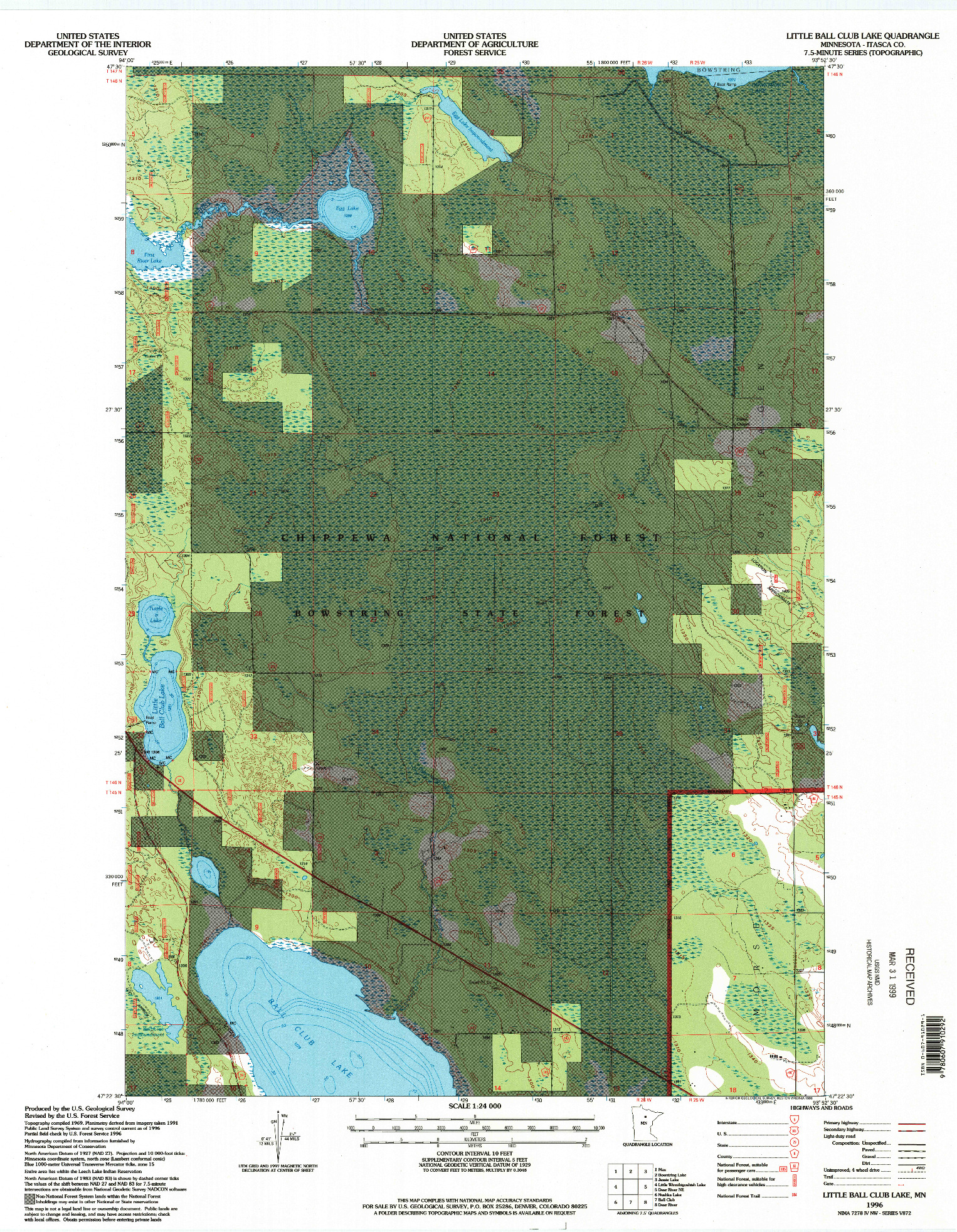 USGS 1:24000-SCALE QUADRANGLE FOR LITTLE BALL CLUB LAKE, MN 1996