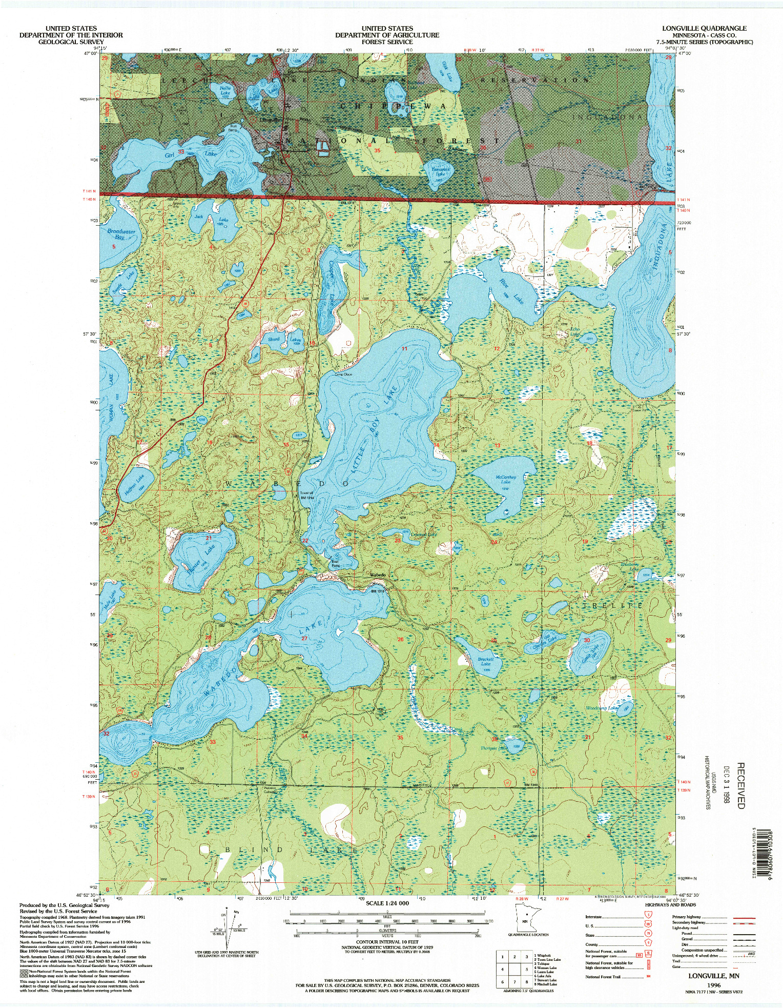 USGS 1:24000-SCALE QUADRANGLE FOR LONGVILLE, MN 1996