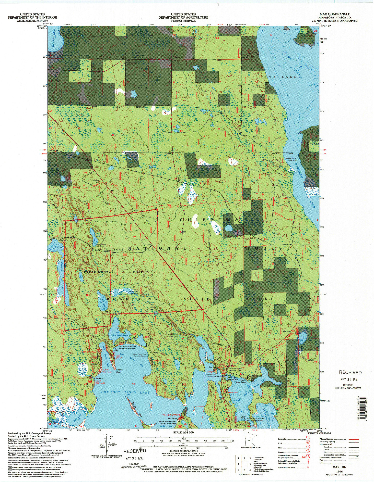 USGS 1:24000-SCALE QUADRANGLE FOR MAX, MN 1996