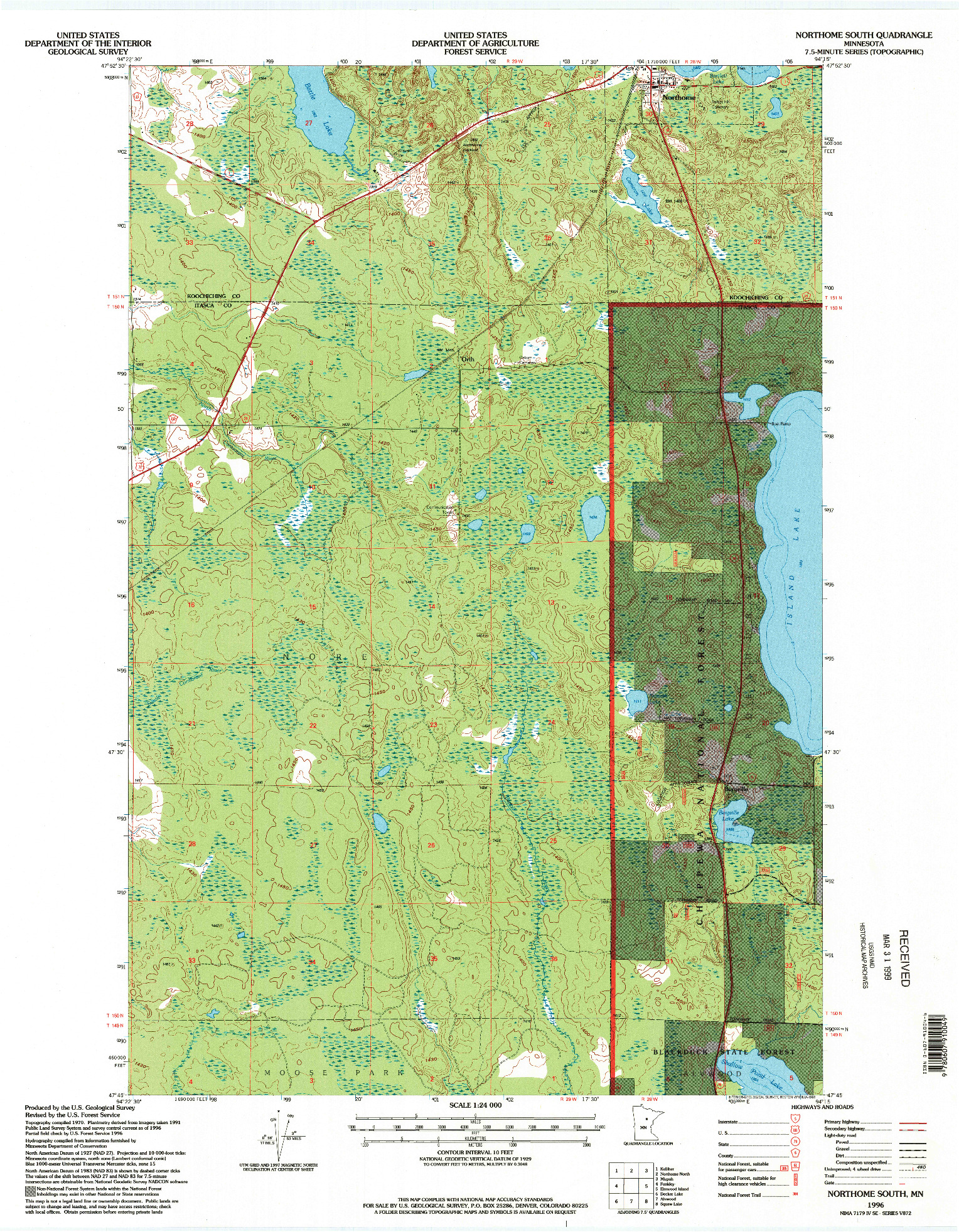 USGS 1:24000-SCALE QUADRANGLE FOR NORTHOME SOUTH, MN 1996