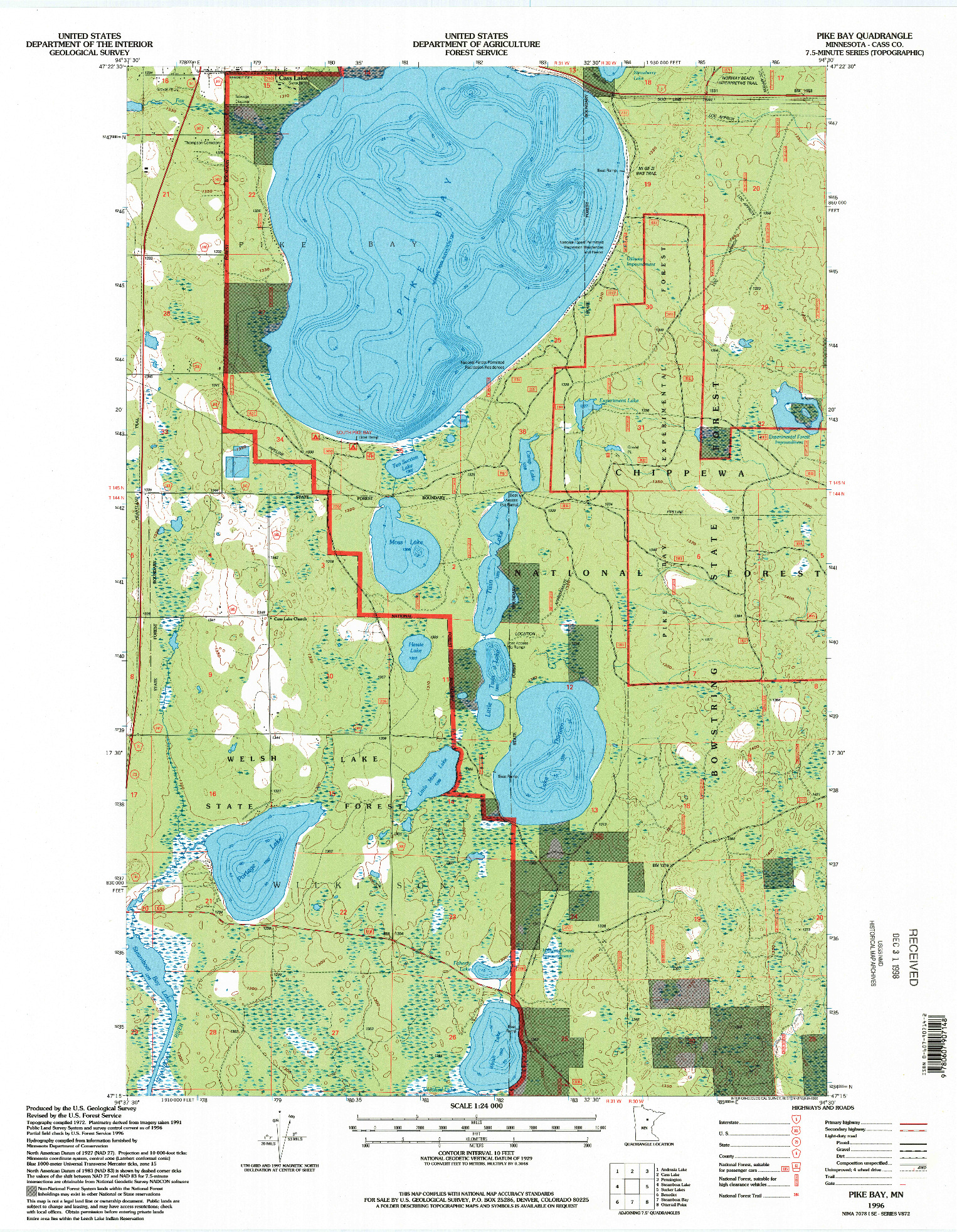 USGS 1:24000-SCALE QUADRANGLE FOR PIKE BAY, MN 1996
