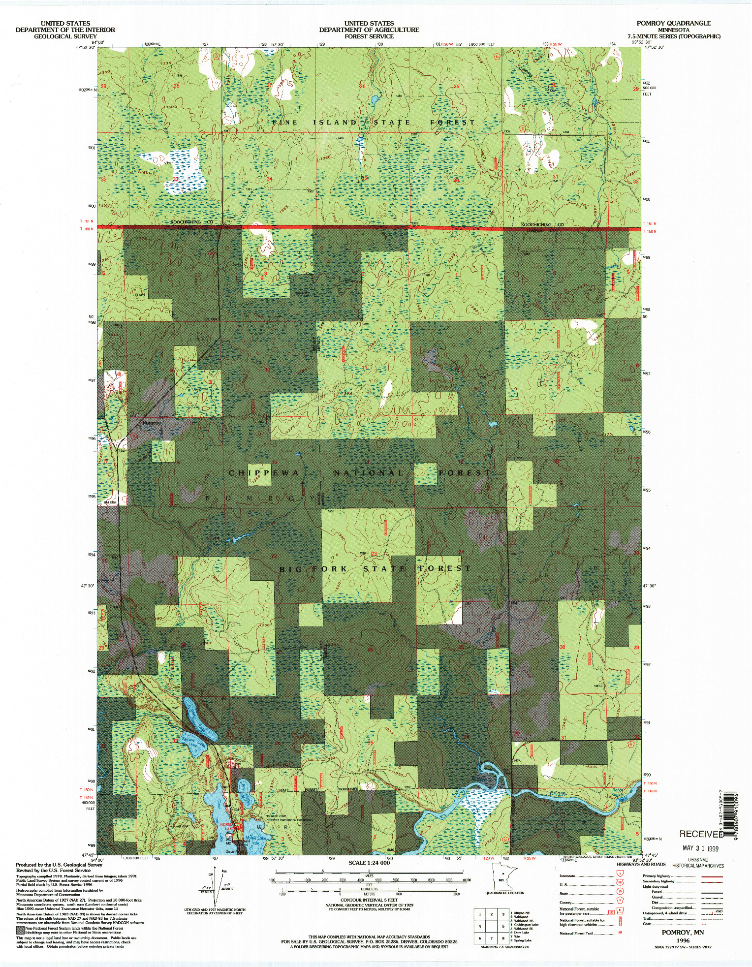 USGS 1:24000-SCALE QUADRANGLE FOR POMROY, MN 1996
