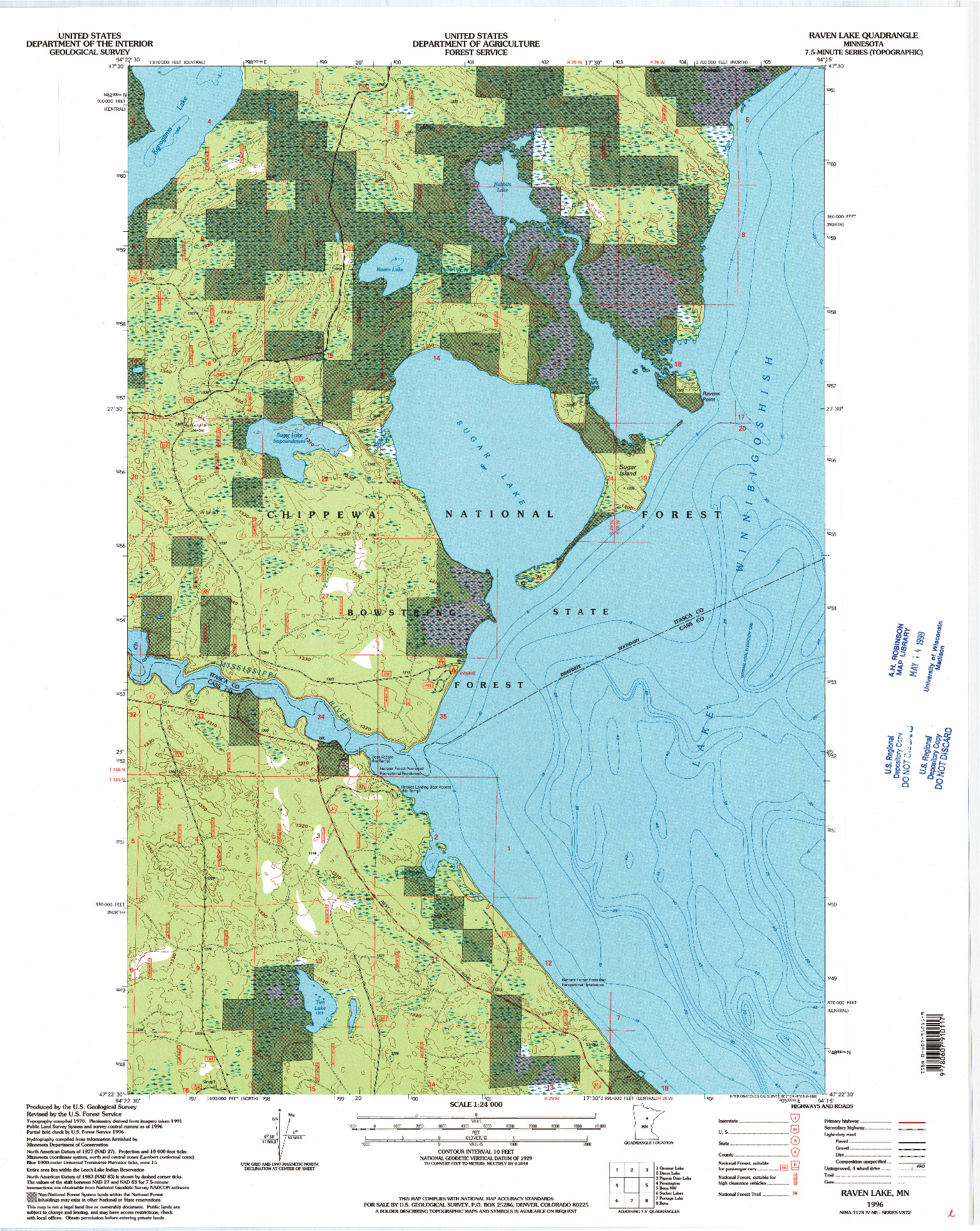 USGS 1:24000-SCALE QUADRANGLE FOR RAVEN LAKE, MN 1996