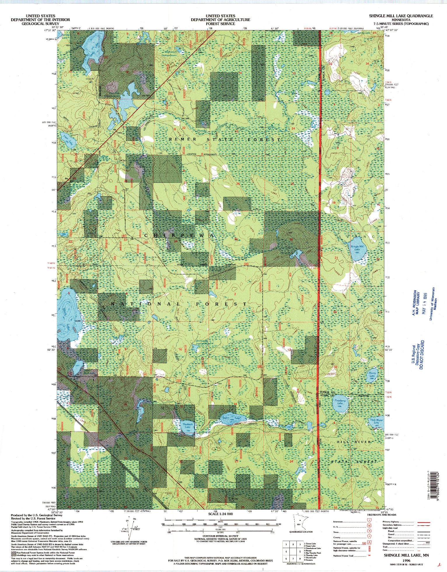 USGS 1:24000-SCALE QUADRANGLE FOR SHINGLE MILL LAKE, MN 1996