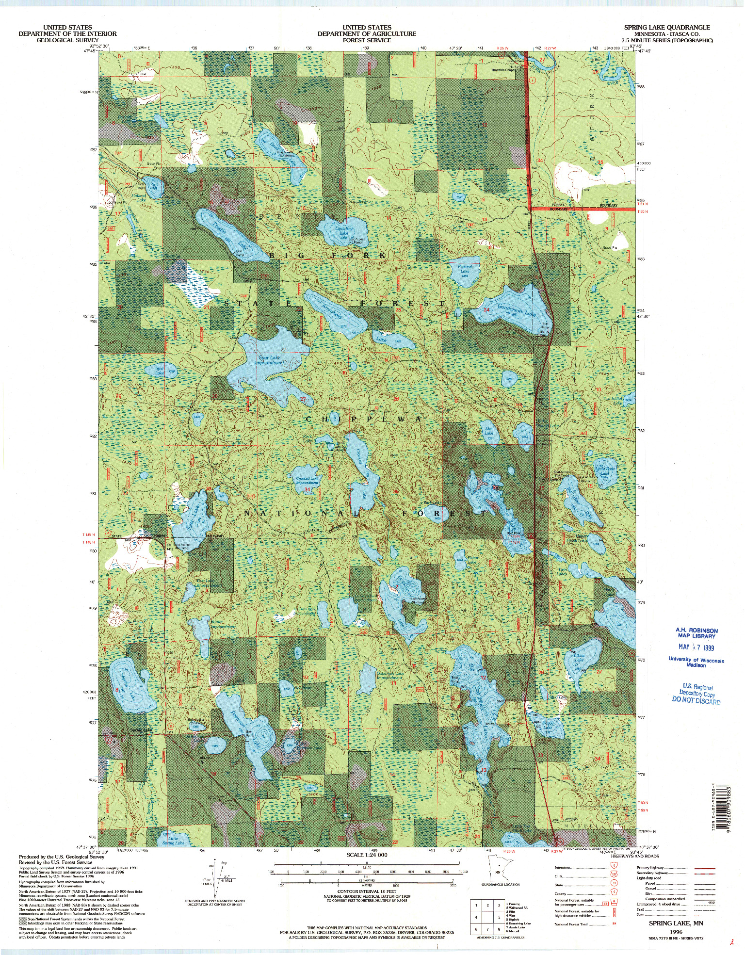 USGS 1:24000-SCALE QUADRANGLE FOR SPRING LAKE, MN 1996