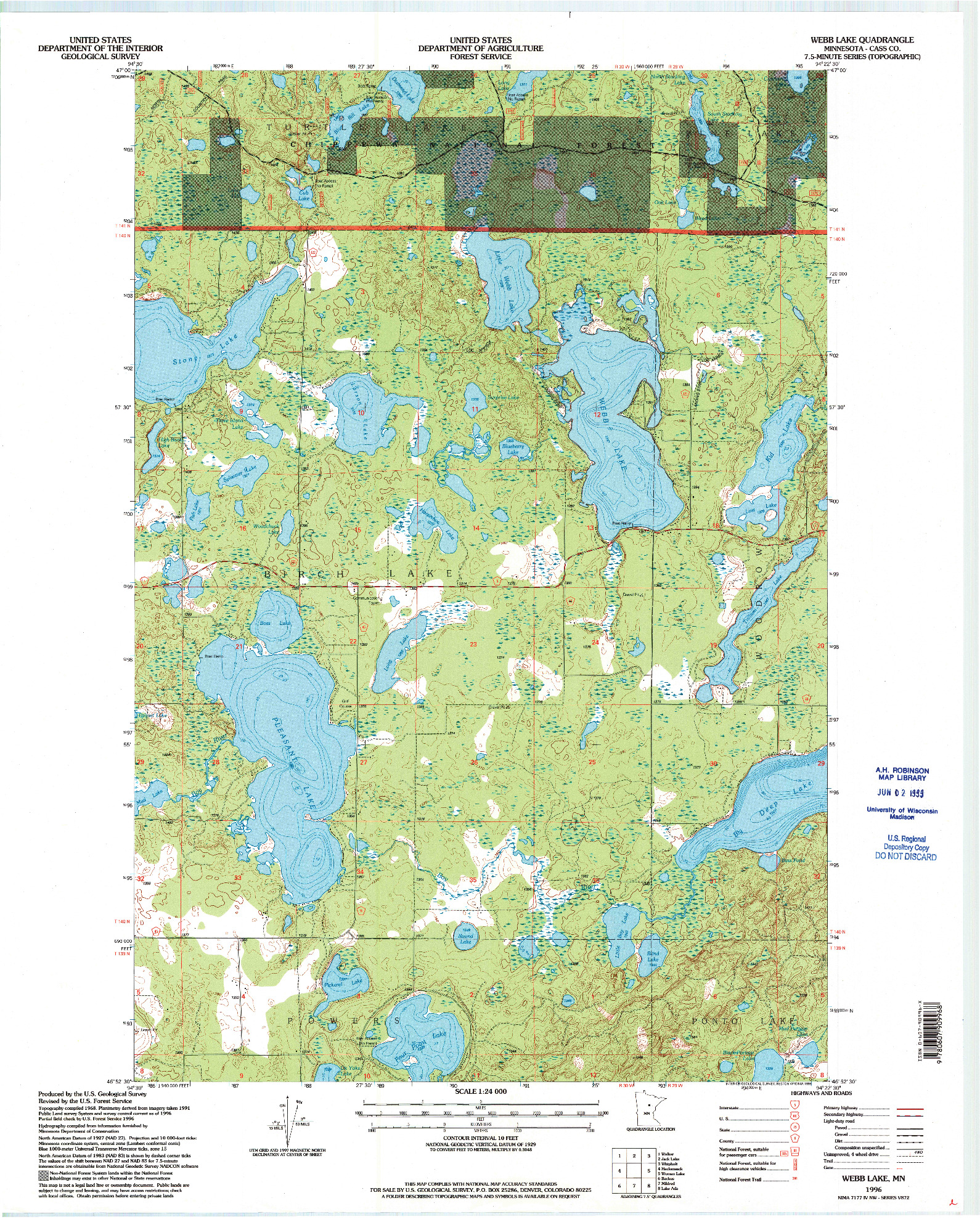 USGS 1:24000-SCALE QUADRANGLE FOR WEBB LAKE, MN 1996