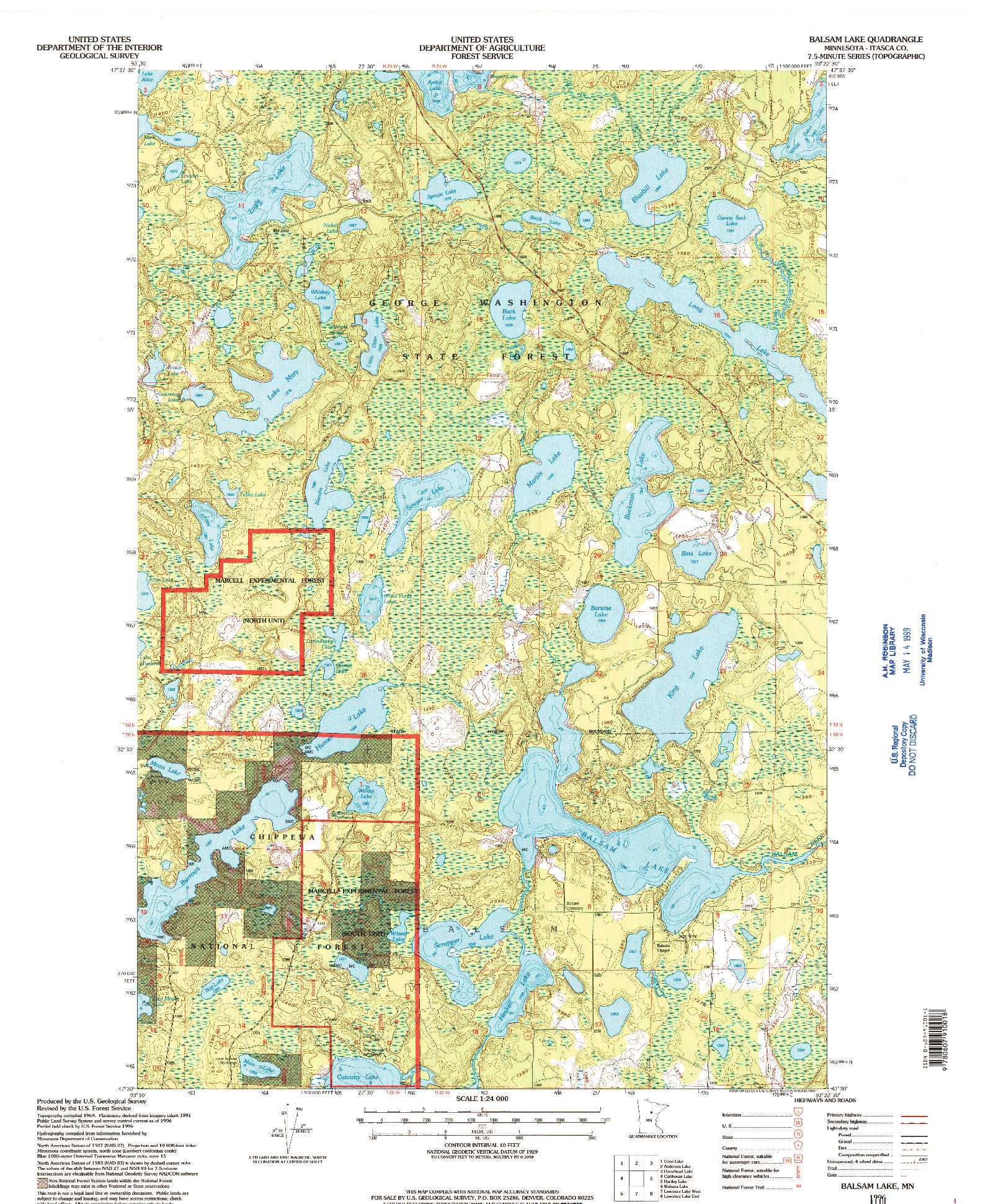 USGS 1:24000-SCALE QUADRANGLE FOR BALSAM LAKE, MN 1996