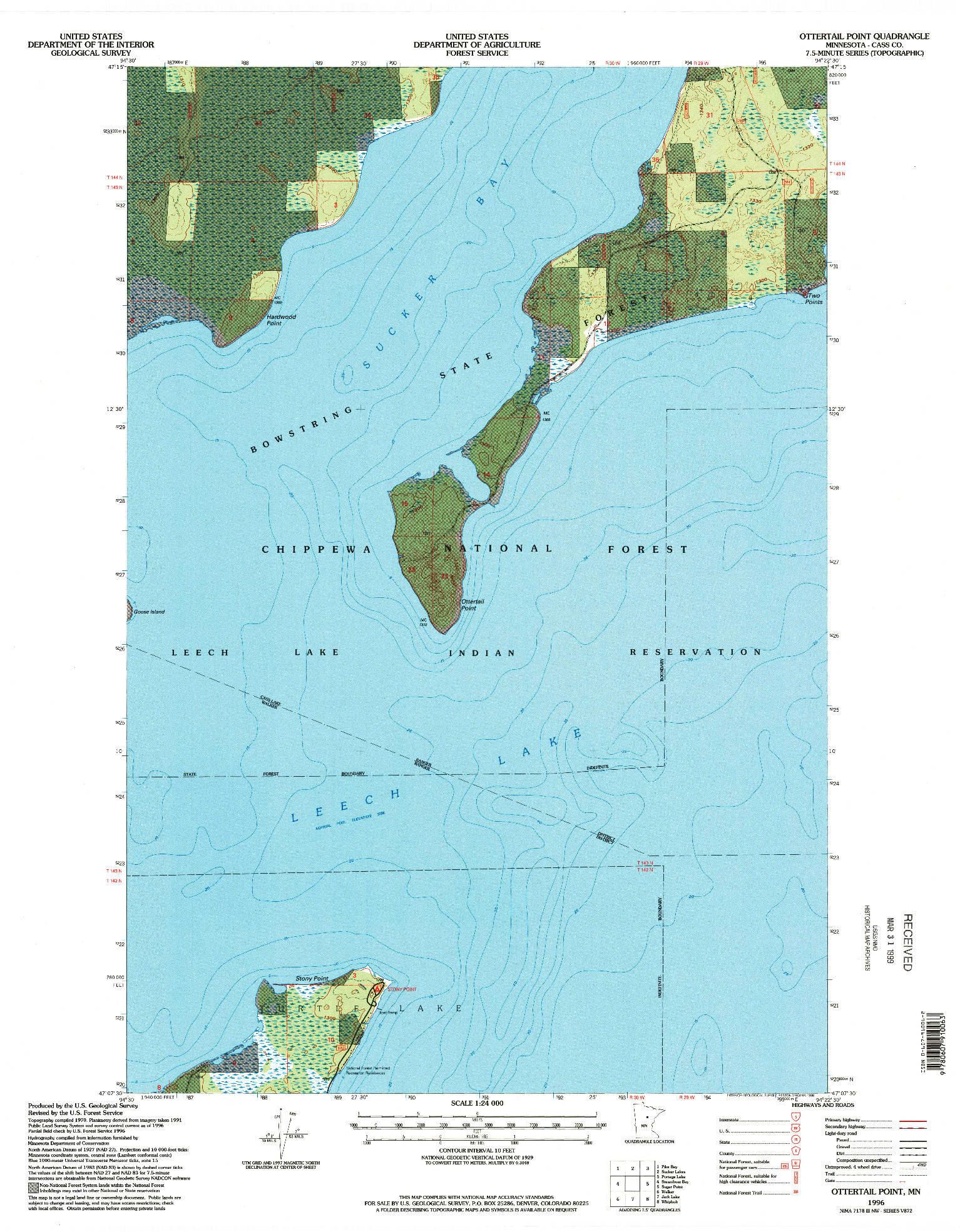 USGS 1:24000-SCALE QUADRANGLE FOR OTTERTAIL POINT, MN 1996