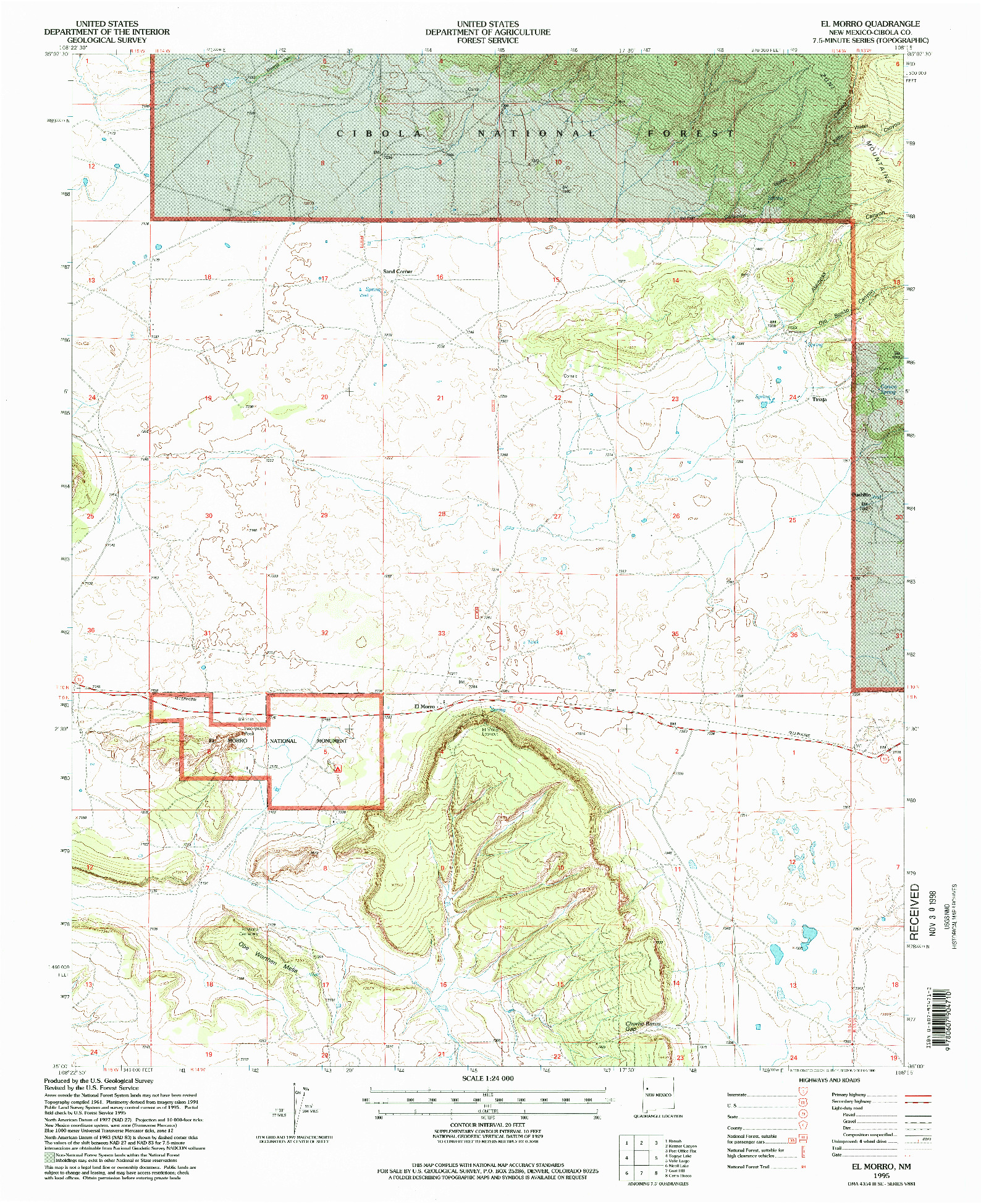 USGS 1:24000-SCALE QUADRANGLE FOR EL MORRO, NM 1995
