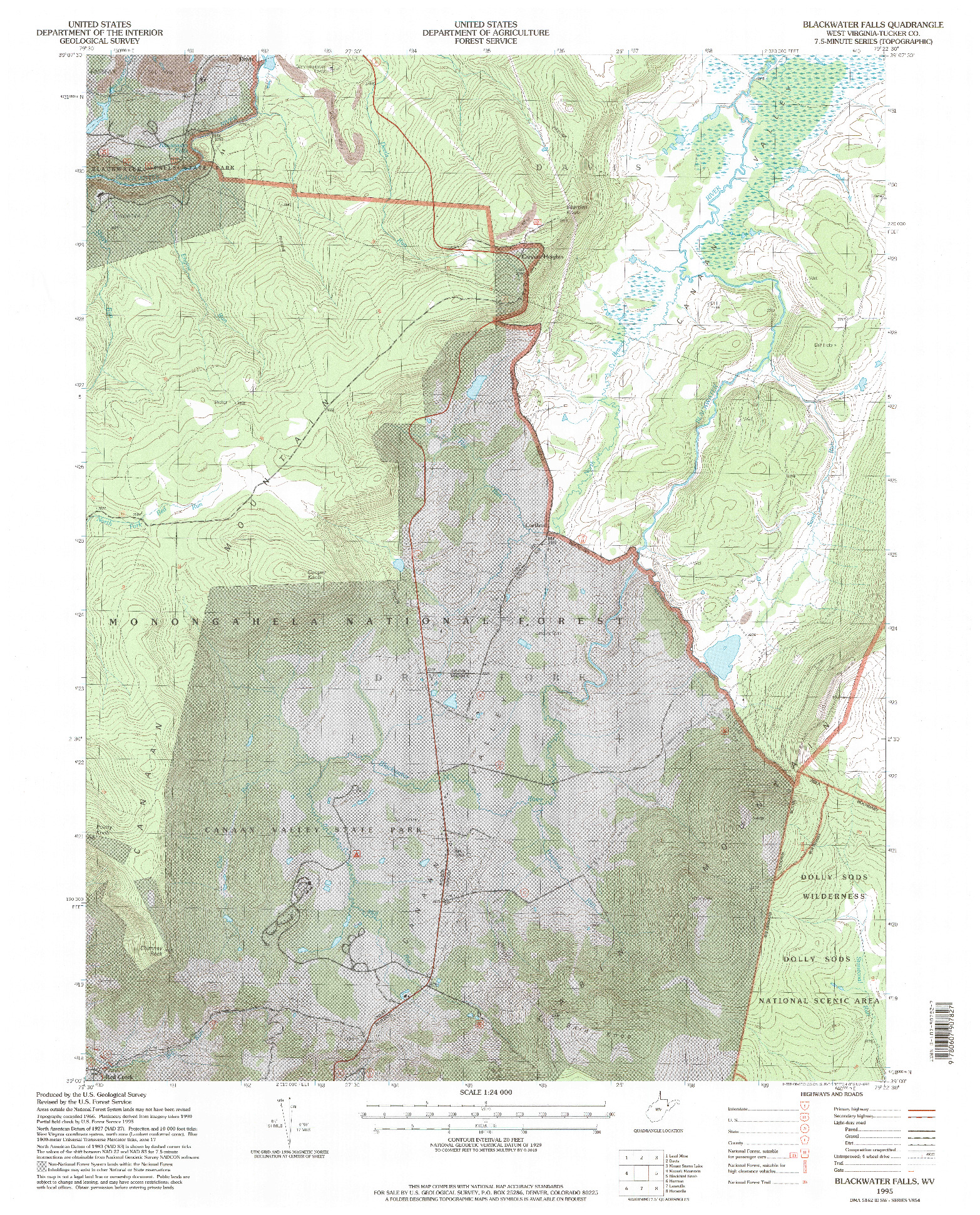 USGS 1:24000-SCALE QUADRANGLE FOR BLACKWATER FALLS, WV 1995