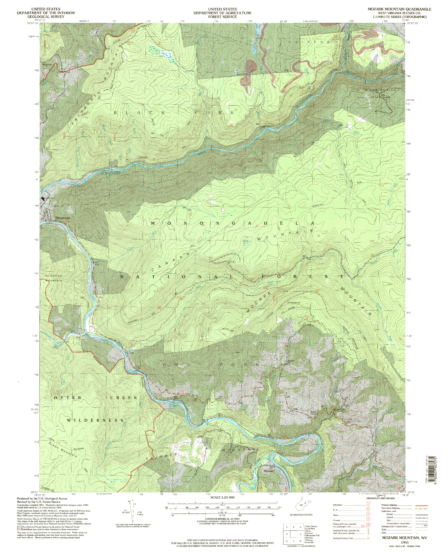 USGS 1:24000-SCALE QUADRANGLE FOR MOZARK MOUNTAIN, WV 1995