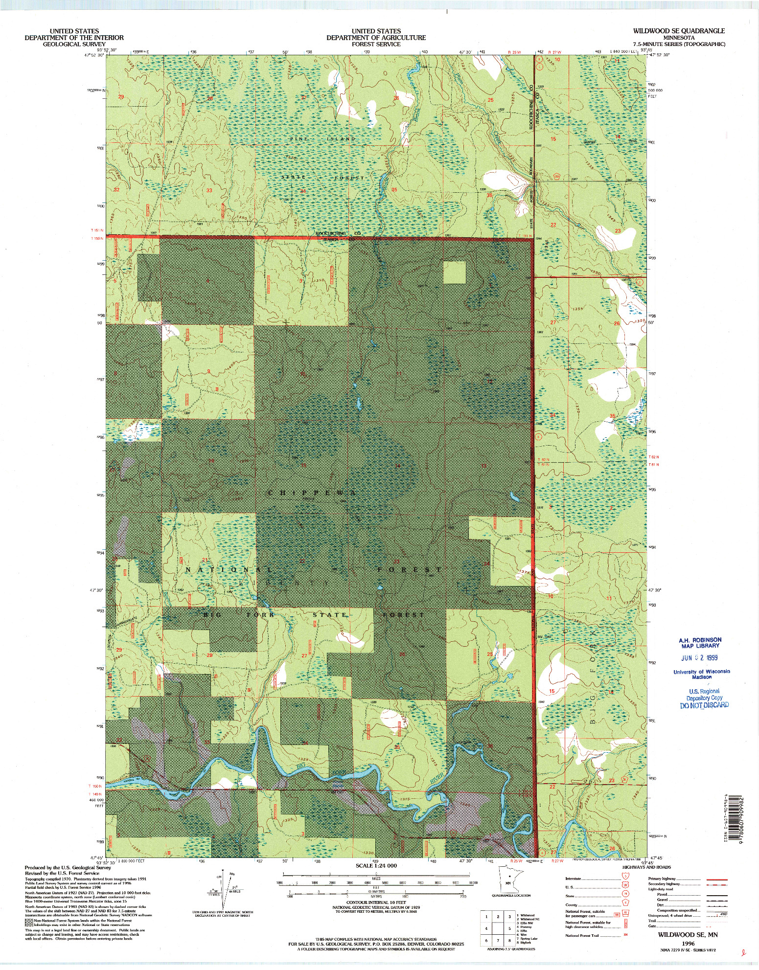 USGS 1:24000-SCALE QUADRANGLE FOR WILDWOOD SE, MN 1996